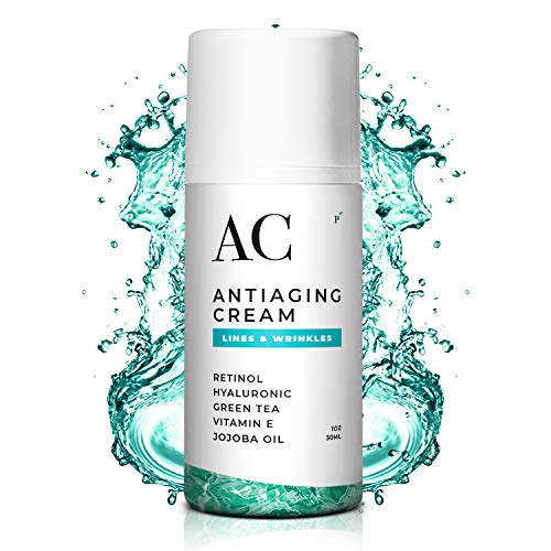 Best Anti Aging Retinol Cream for Face, Neck & Décolleté - Hydrating Moisturizer with Hyaluronic Acid to Reduce Wrinkles & Fine Lines - Improves Skin Hydration & Elasticity - Pura by SKN - 1 oz - Perfect for Nighttime Skincare Routine & Daily Anti-Wrinkle Treatment