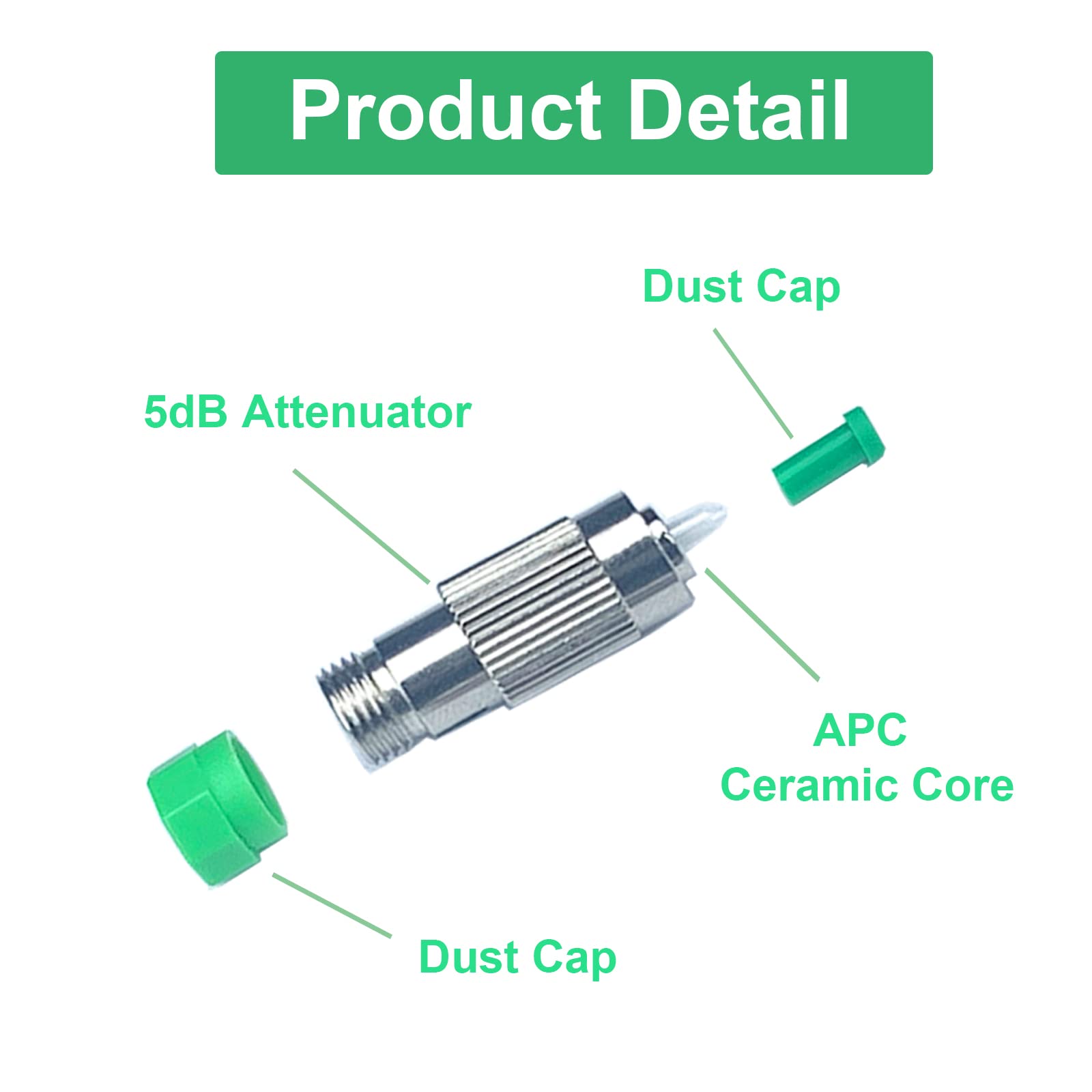 5dB FC-APC Fiber Attenuator 5Pcs - Signal Converter for Telecom Networks