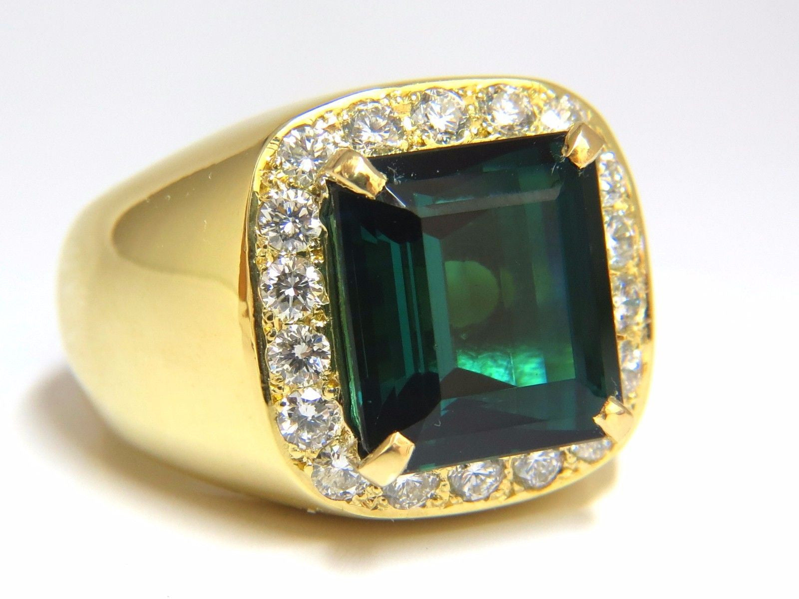 GIA Certified 13.59 Carat Natural Vivid Blue Green Tourmaline Diamond Ring in 18K Gold - Perfect for Engagement, Anniversary & Luxury Jewelry Gifts