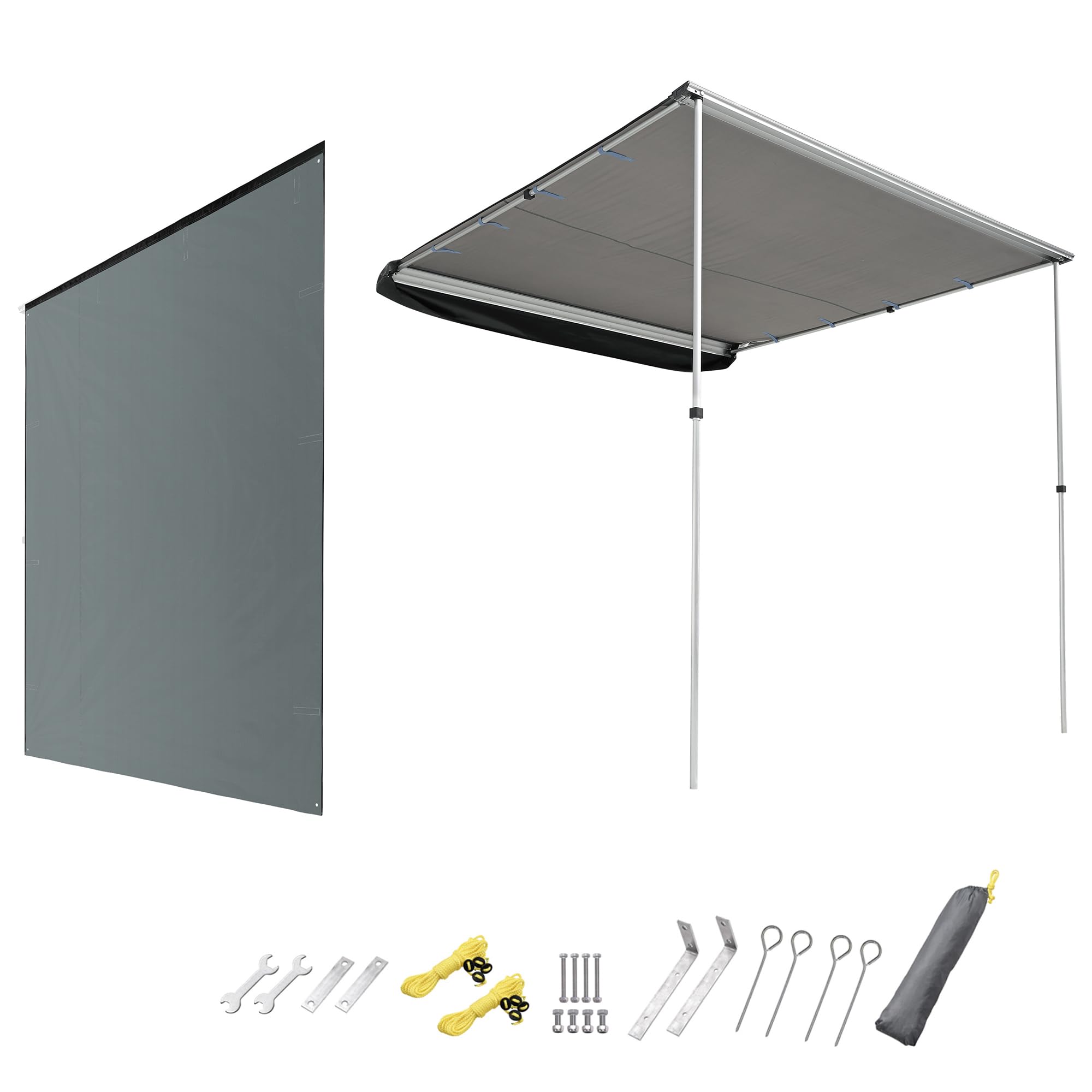 Yescom 7.6x8.5 Ft Car Side Awning with Removable Side Walls - Rooftop Pull-Out Tent Shelter for Camping, Overlanding & Outdoor Adventures