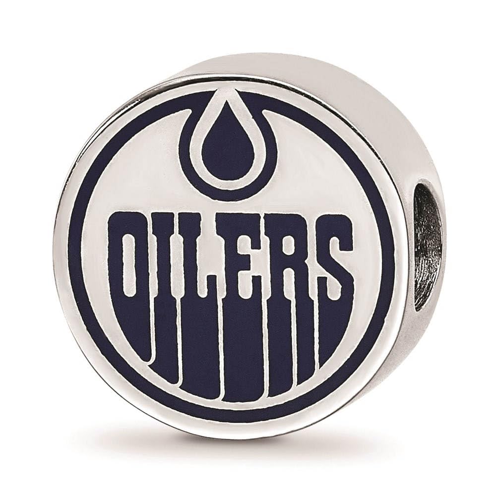 Sterling Silver NHL Edmonton Oilers Enamel Logo Bead - Official Team Jewelry for Fans, Gifts & Game Day Accessories | Perfect for Bracelets, Necklaces & Sports Memorabilia Collections