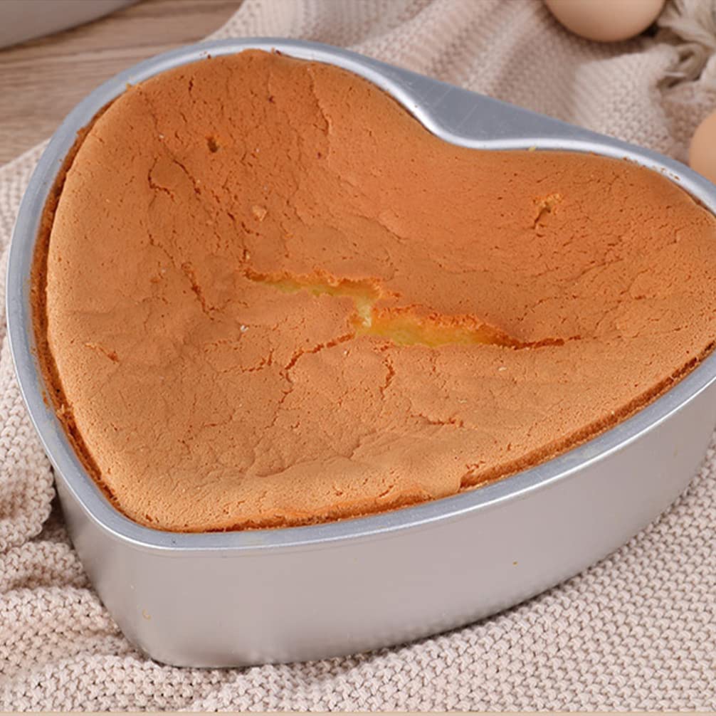 HEMOTON 8-Inch Heart Shaped Cake Pan with Removable Bottom - Non-Stick Aluminum Baking Pan for Valentine's Day, Anniversary, Birthday Cakes - Perfect for Home Bakers and Professional Chefs