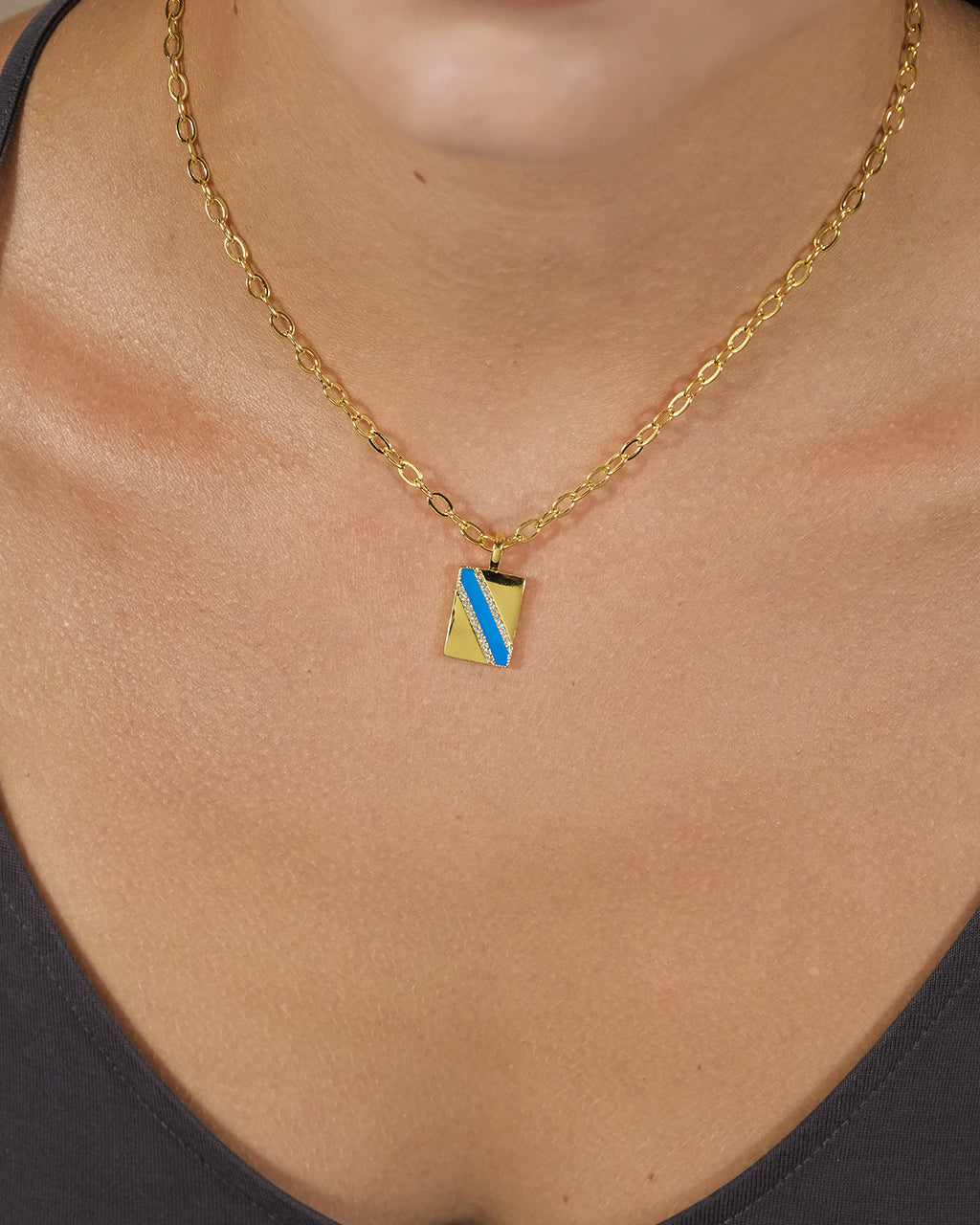 Calliope Enamel Rectangle Pendant Necklace - Elegant Handmade Jewelry for Women, Perfect Gift for Birthday, Anniversary & Valentine's Day - Ideal for Casual Wear, Office & Special Occasions