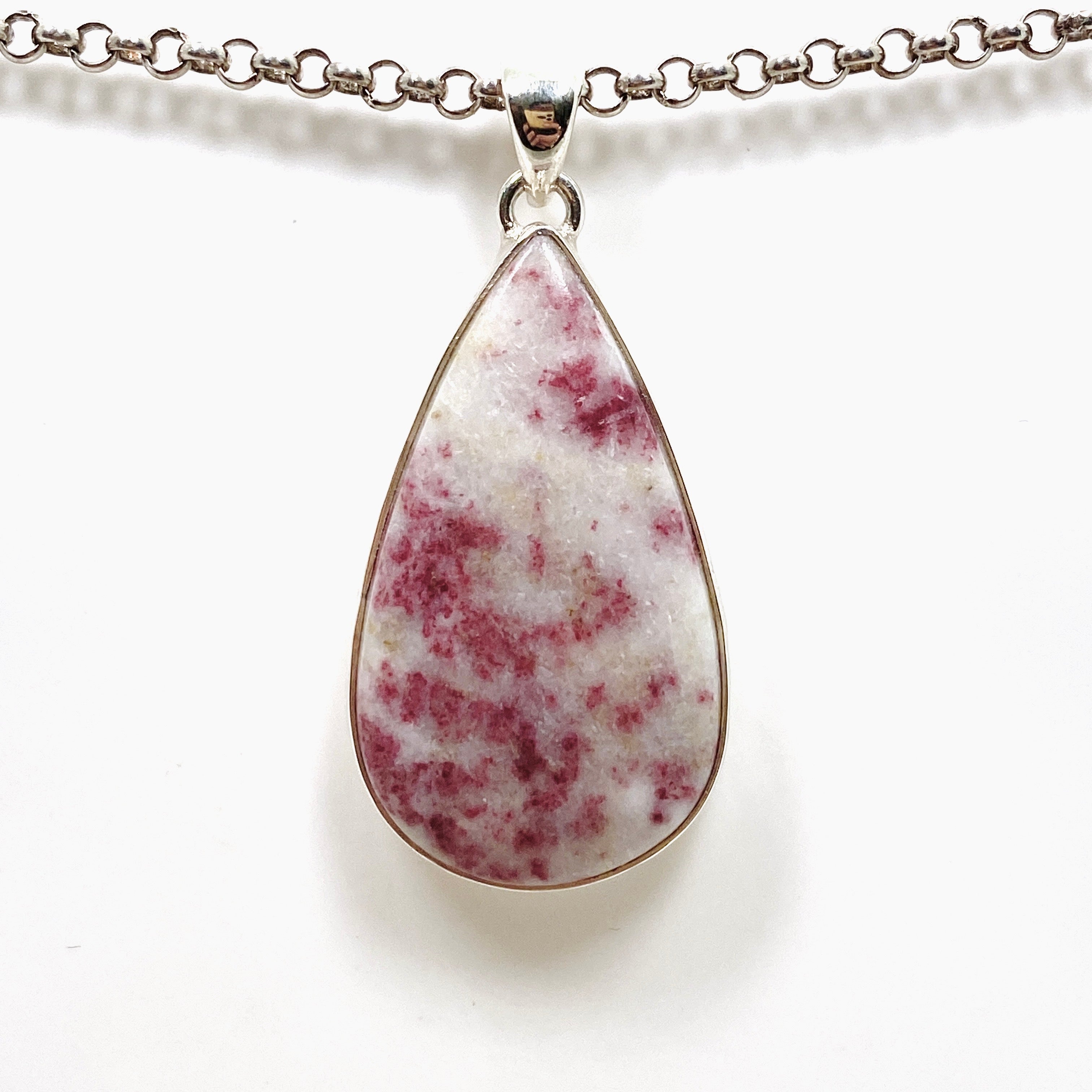 Natural Cinnabar Teardrop Cabochon Pendant in Handcrafted Hammered Silver Setting KPGJ4749 | Elegant Boho Jewelry for Women, Perfect for Weddings & Special Occasions