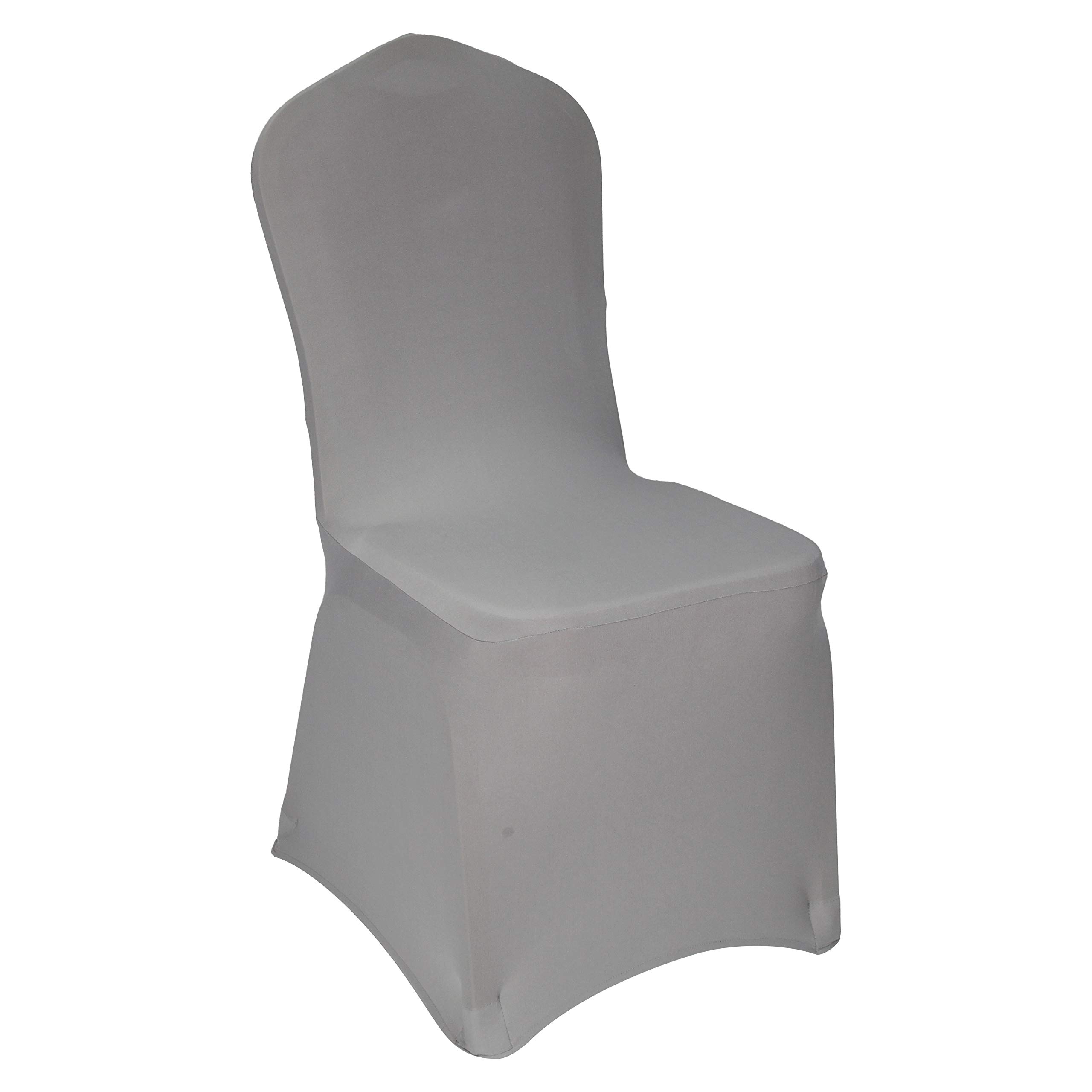 WELMATCH Silver Spandex Chair Covers - 50 Pack Stretch Elastic Universal Chair Slipcovers for Wedding, Banquet, Party & Dining Room Decor - Perfect for Events & Home Decor (Silver, 50 Count)