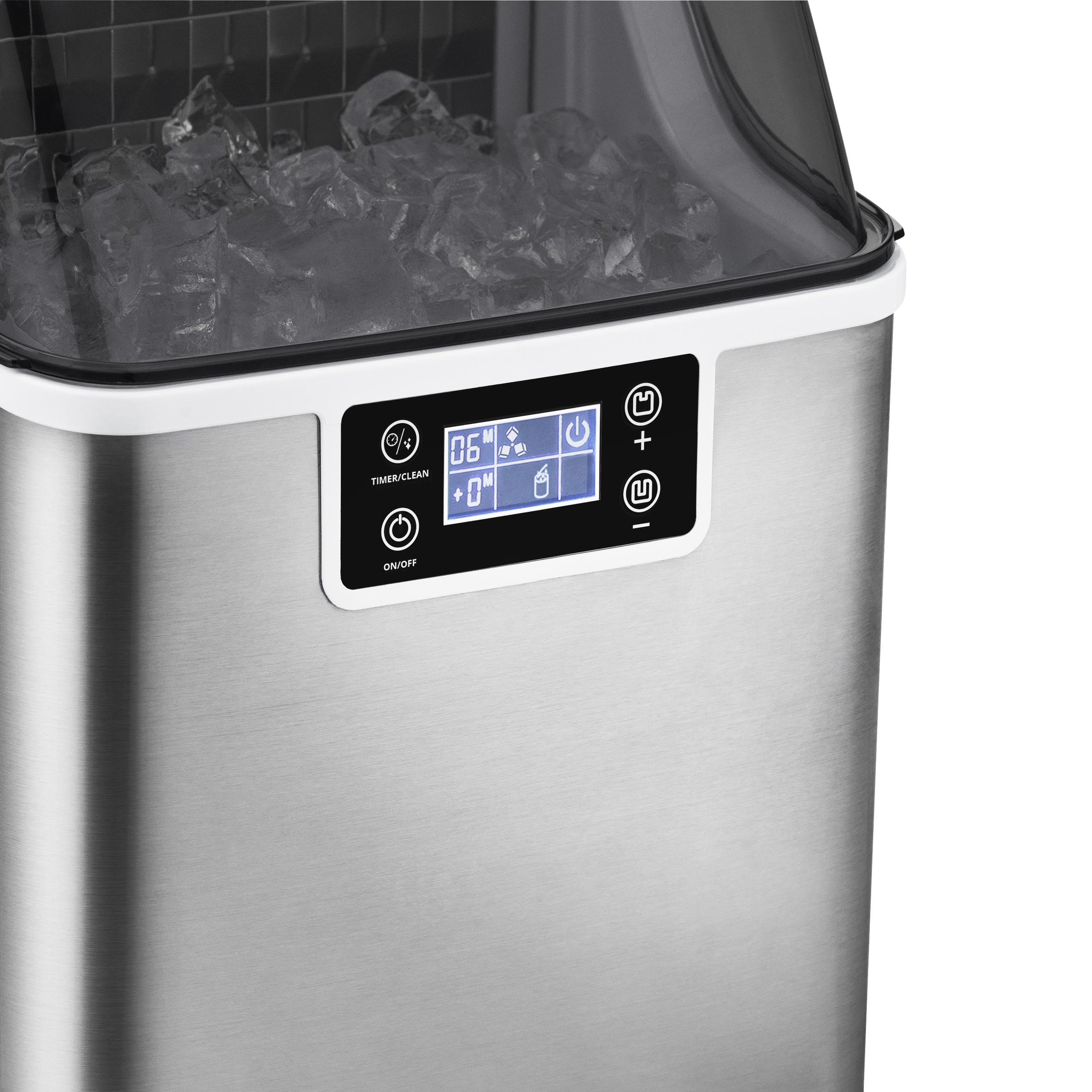 Newair 45lbs/Day Countertop Clear Ice Maker with Self-Cleaning & Adjustable Ice Thickness - Portable Ice Cube Machine with 24H Timer - Perfect for Home, Office, RV, Outdoor Bar & Parties - Stainless Steel Design