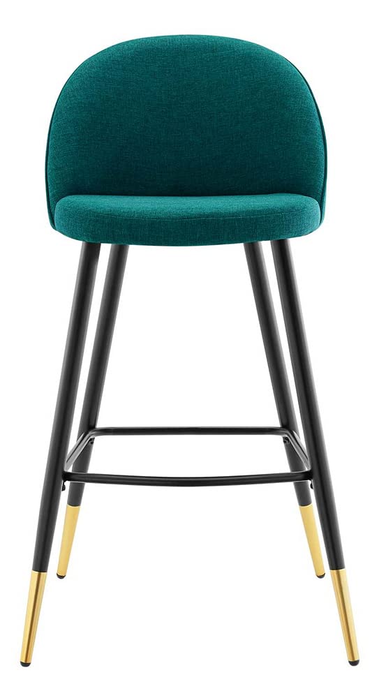 Modway Cordial Fabric Upholstered Bar Stools - Set of 2 Teal Blue Modern Kitchen Counter Stools for Breakfast Nook, Bar & Dining Room Decor