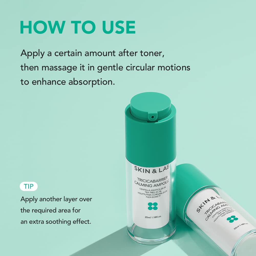 SKIN&LAB Cica Tea Tree Heartleaf Skincare Set for Acne-Prone & Sensitive Skin - Calming Ampoule & Cream | Soothing Facial Care for Breakouts & Redness Relief