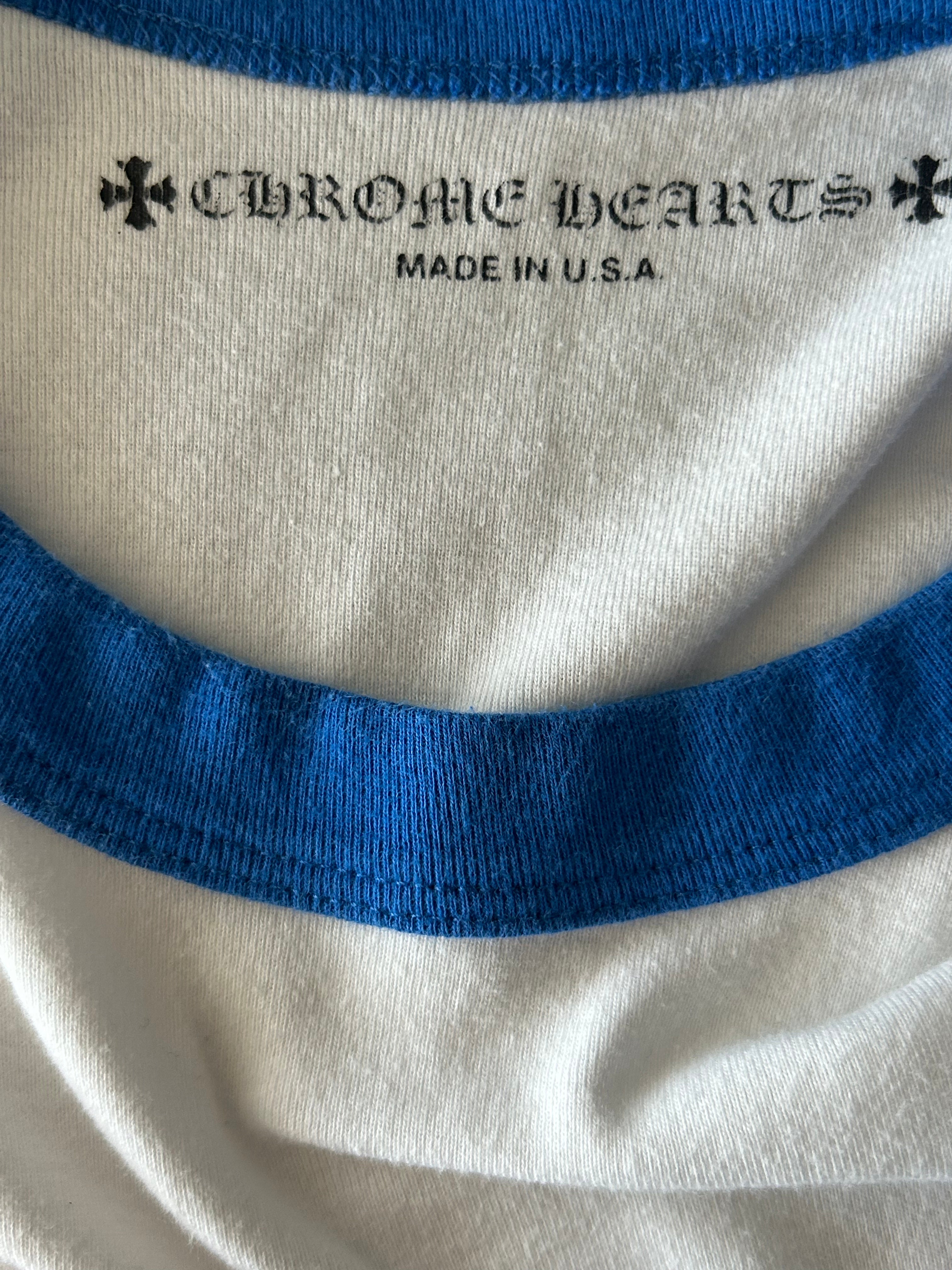 Chrome Hearts Blue & White CH Logo Long Sleeve T-Shirt for Men - Stylish Casual Streetwear for Everyday Wear & Outfits