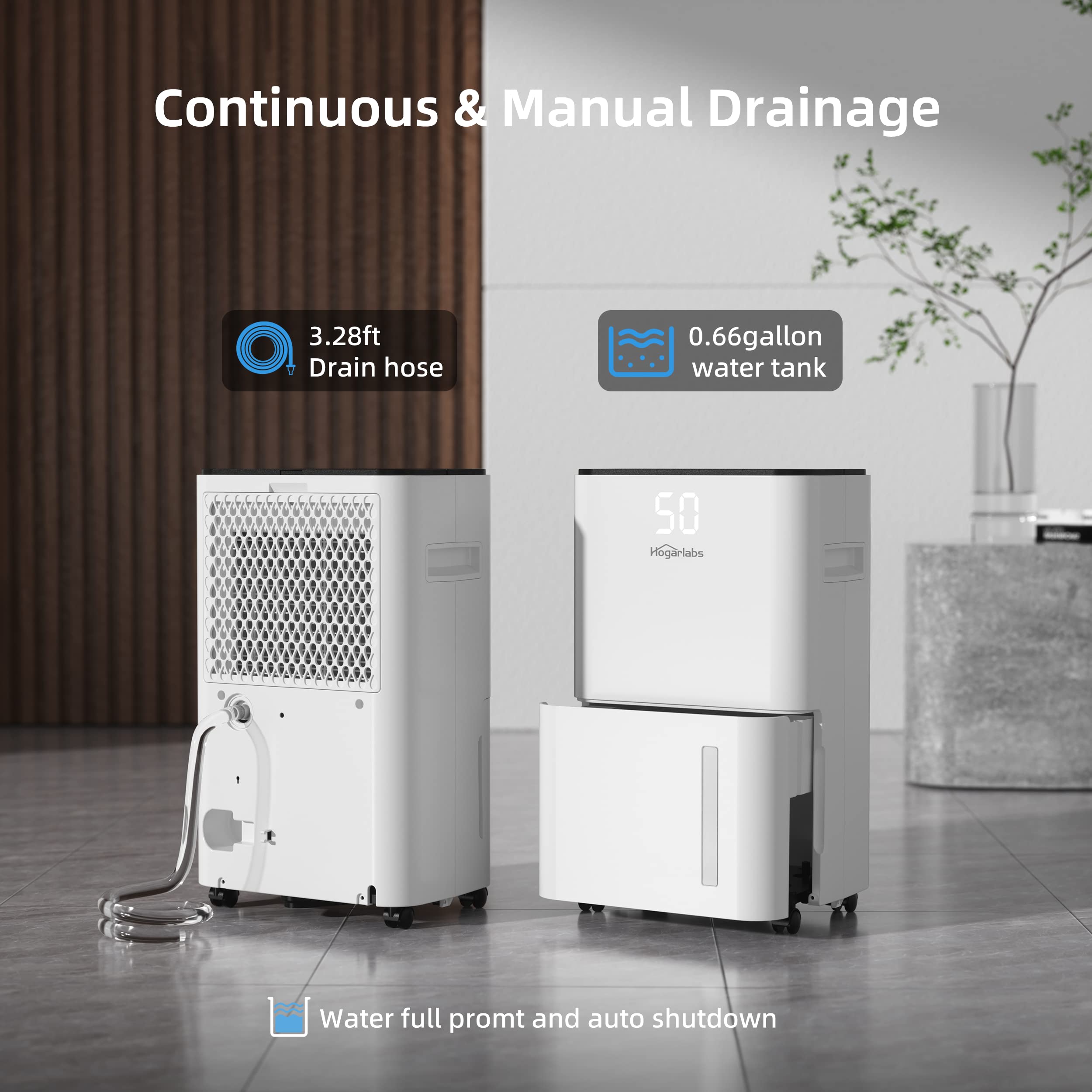 50 Pint Energy Star Dehumidifier - 3500 Sq. Ft Coverage for Home, Basement, Bedroom & Bathroom | Smart Humidity Control with Drain Hose - Perfect for Medium to Large Rooms, Mold Prevention & Air Quality Improvement
