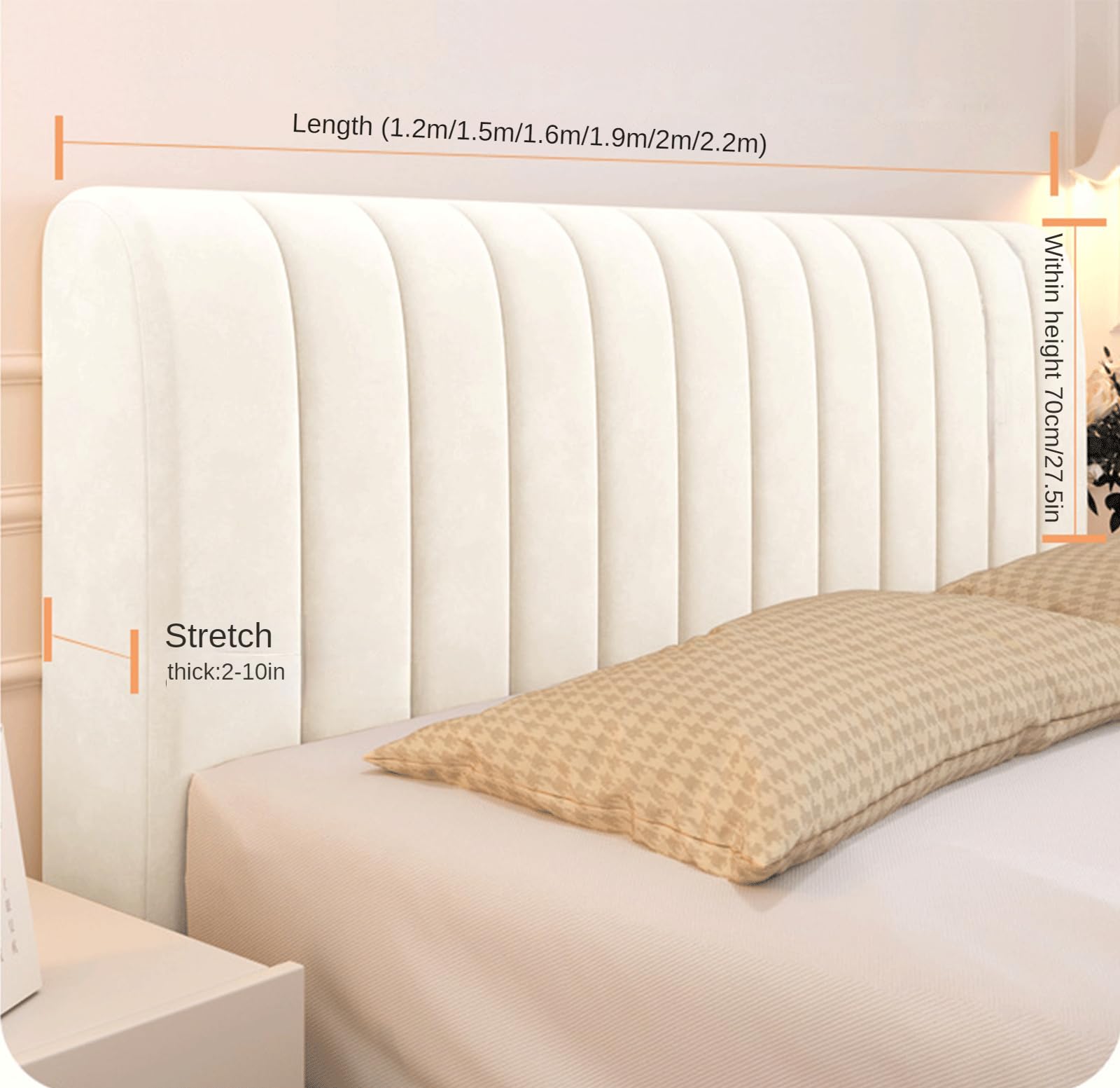 Velvet Quilted Headboard Cover for Full, Queen & King Size Beds - Thick Dustproof Headboard Slipcover Protector (Beige, Queen: 59