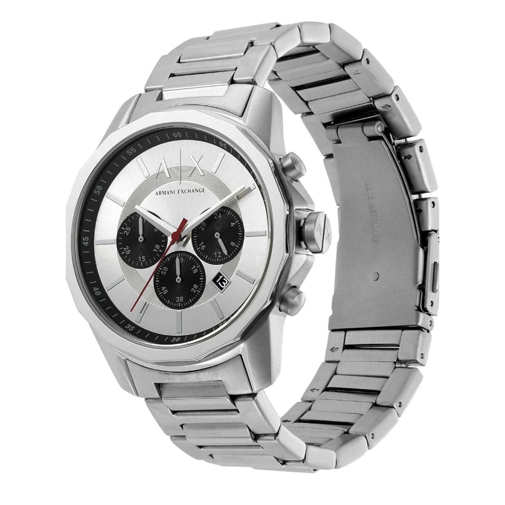 Armani Exchange AX1742 Men's Chronograph Watch - Silver Stainless Steel Band for Business, Casual & Formal Wear | Water Resistant & Durable