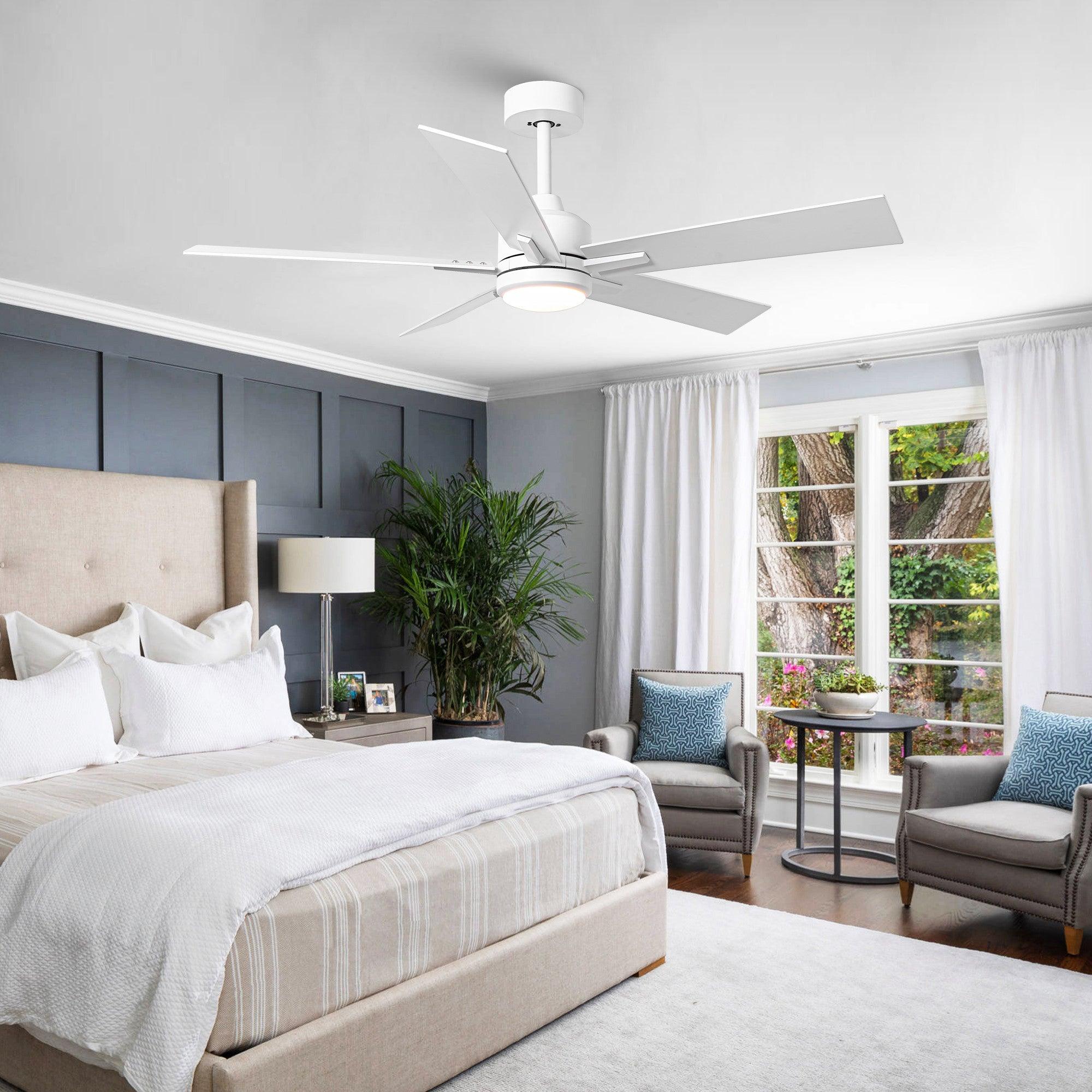 48 DC Motor 5-Blade Modern Ceiling Fan with Downrod Mount - Perfect for Living Room, Bedroom, and Office Cooling