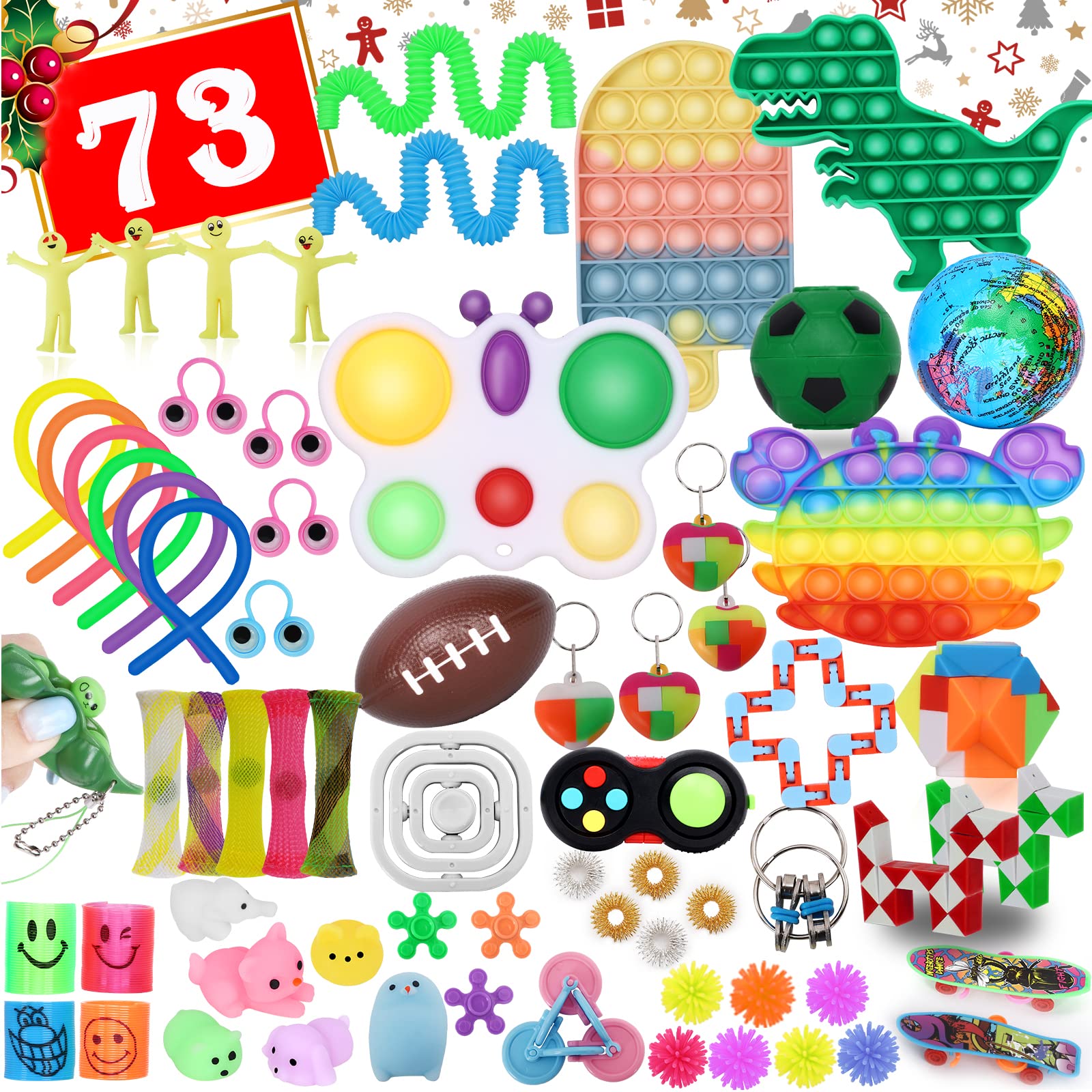 Anpole 73-Piece Sensory Fidget Toys Set for Stress Relief - ADHD & Autism Focus Tools, Anxiety Relief Hand Toys with Stress Balls - Perfect for Classroom, Office & Home Use