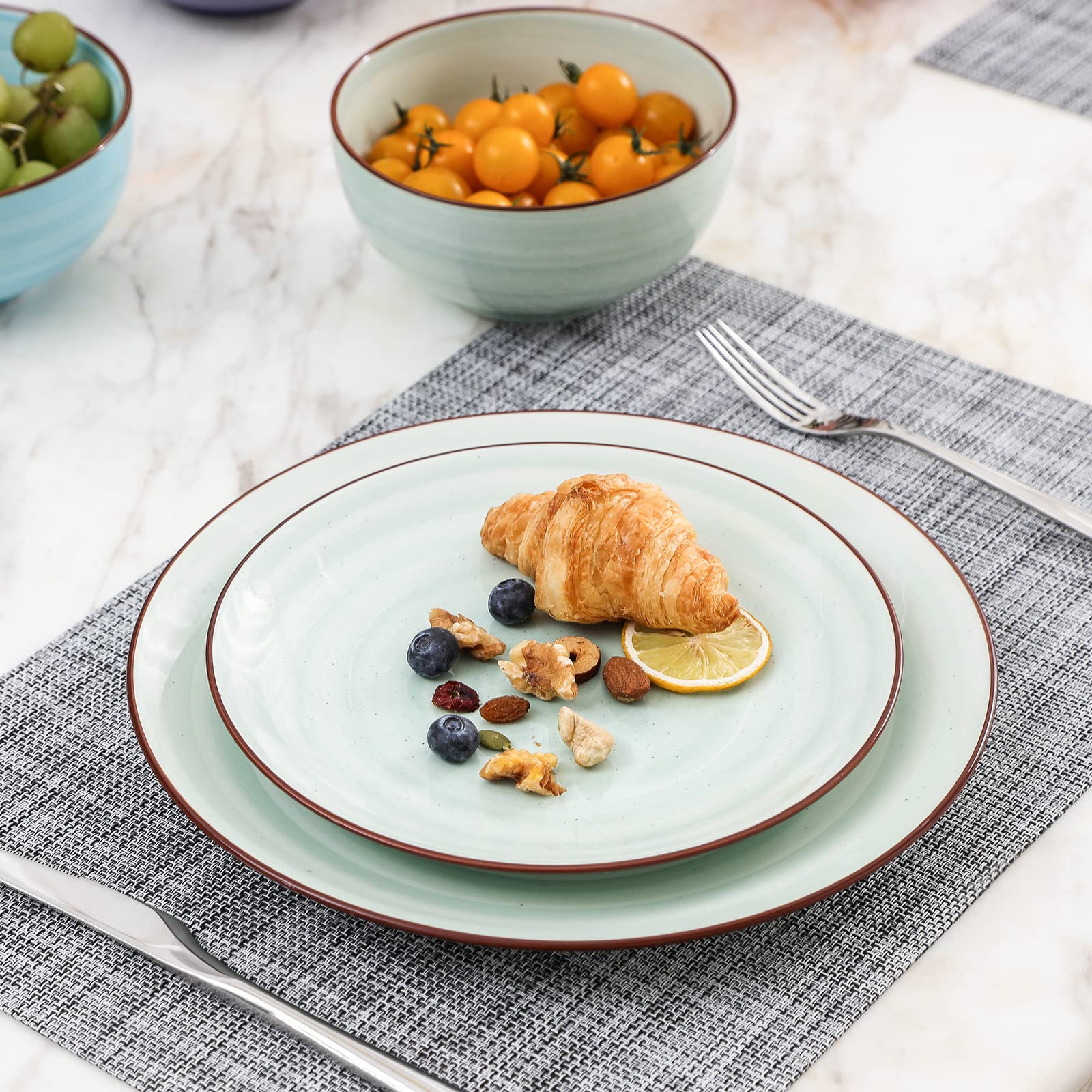 Selamica 8-Inch Ceramic Dinner Plates Set of 6 - Porcelain Appetizer, Dessert & Salad Plates for Steak, Pancakes, Parties - Elegant Gradient Color Tableware for Home Dining & Restaurant Use
