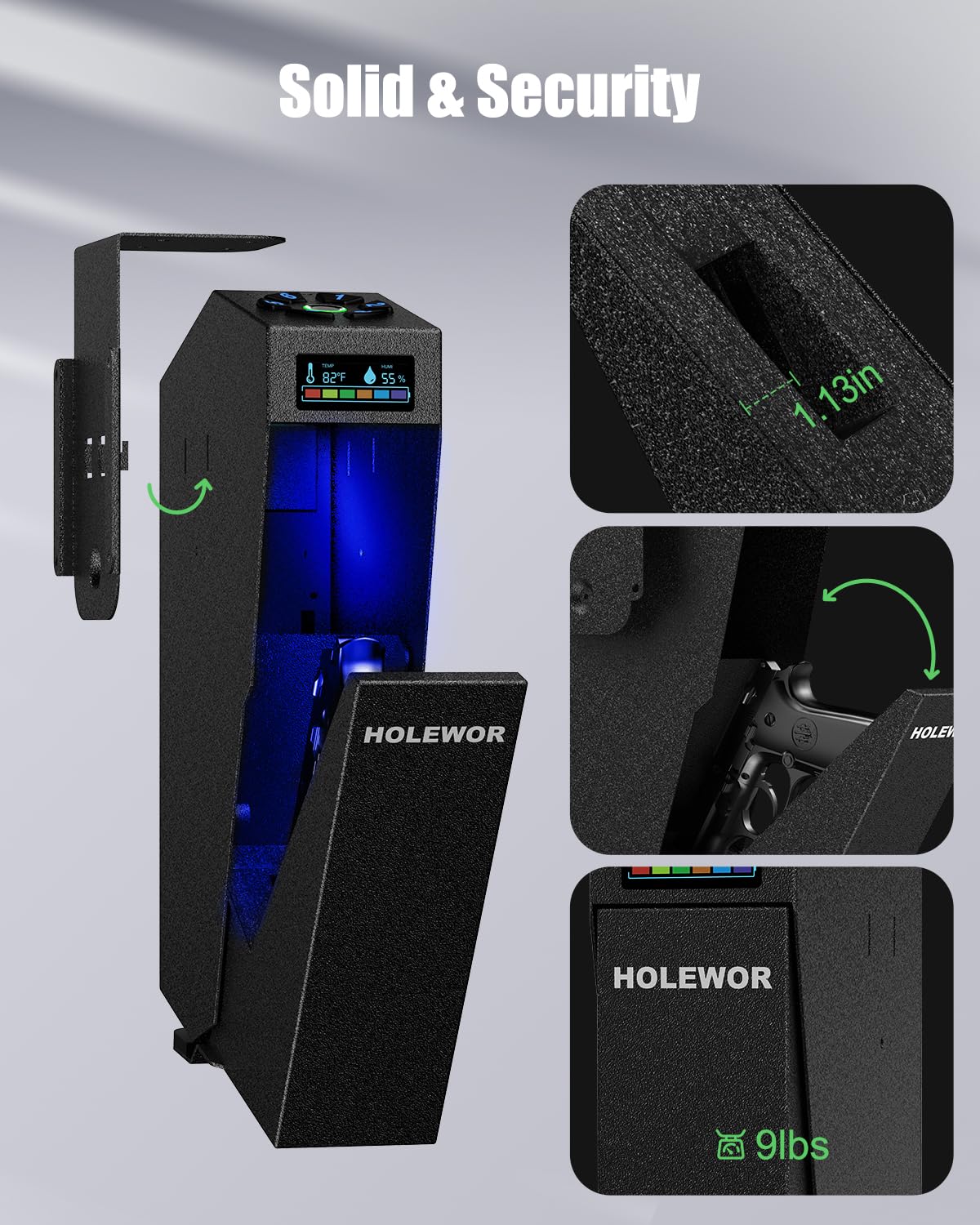 Biometric Gun Safe for Pistols - Quick Access Fingerprint Handgun Safe with Drop Down Design | Car, Desk, Bedside & Nightstand Security Storage for Home & Vehicle Protection