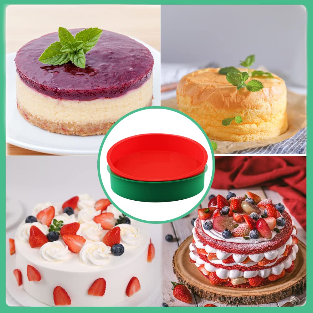 10 Inch Round Cake Pans Set of 2 - Nonstick Silicone Baking Molds for Layer Cakes, Cheesecake, Chocolate Cake & Rainbow Cake | Perfect for Birthday Parties, Wedding Cakes & Home Baking