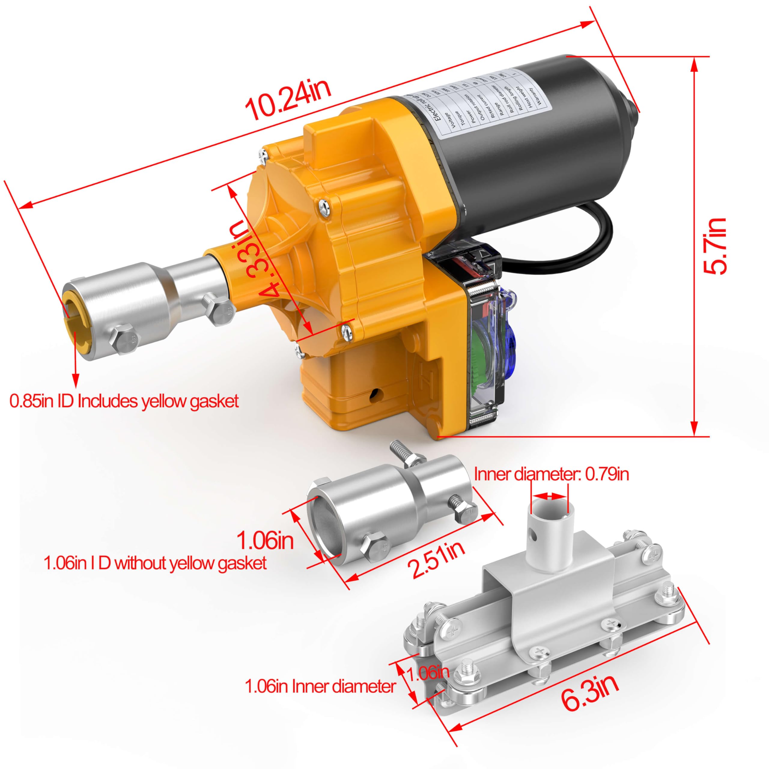 Upgraded 24V 100W Greenhouse Roll Up Motor & Climbing Device - Waterproof Automatic Shading & Ventilation System for Greenhouses, Plant Nurseries, and Hydroponic Gardens