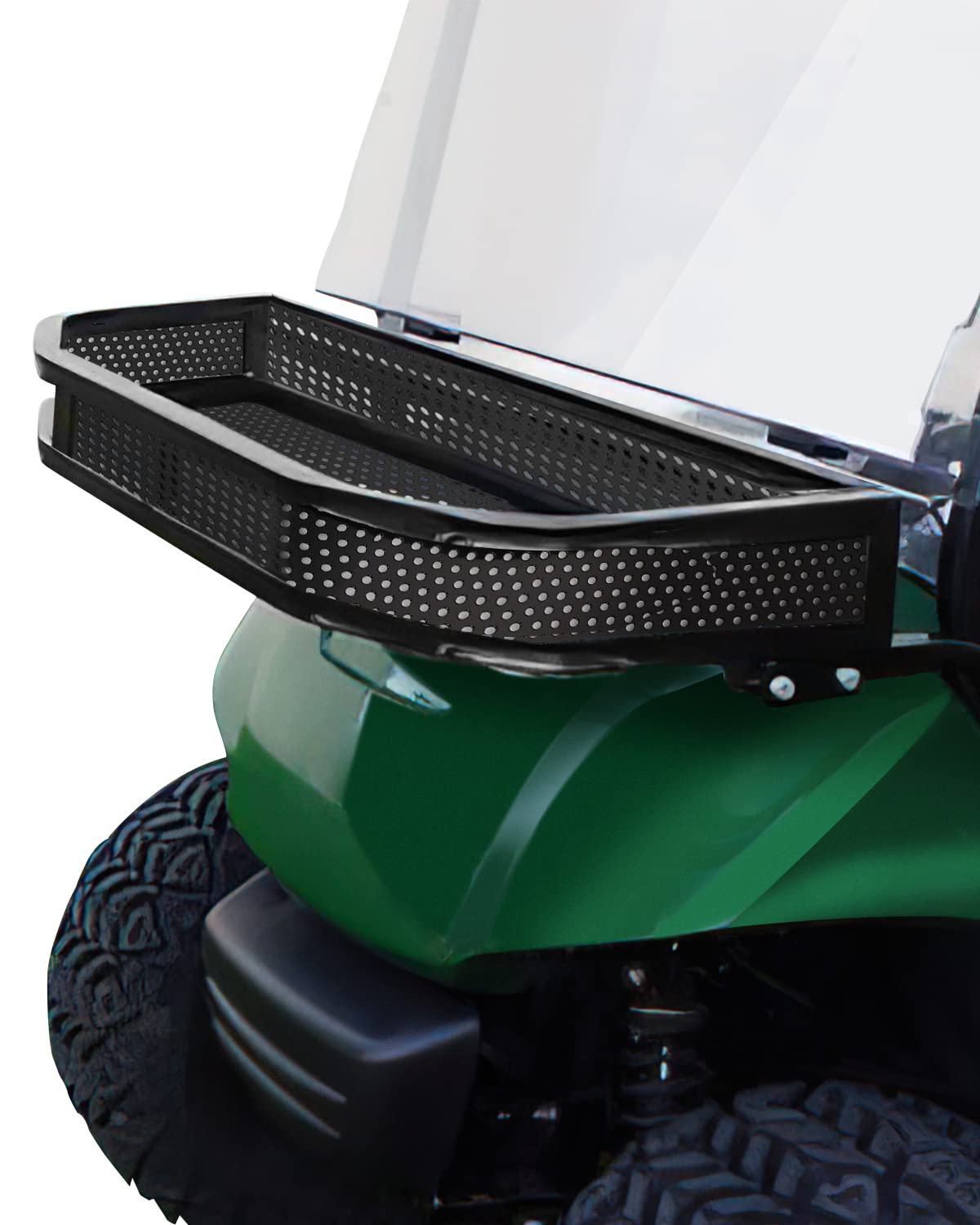 Heavy Duty Steel Mesh Front Basket for EZGO TXT Golf Cart - Black Storage Organizer with Mounting Brackets | Perfect for Golf Gear, Coolers & Accessories | Golf Course & Outdoor Use