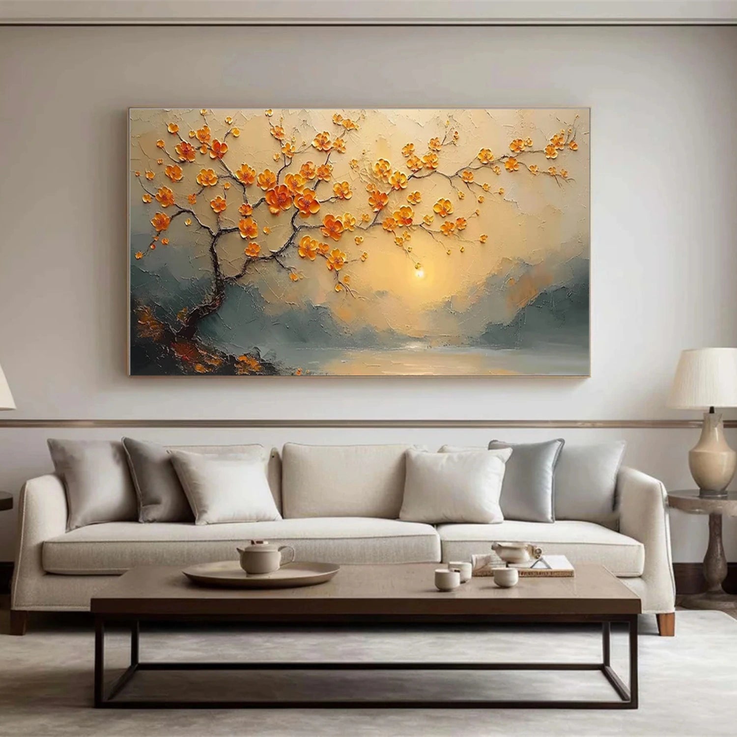 Beautiful Flower and Tree Landscape Painting #FT195 - Perfect for Home Decor, Office Wall Art, and Gift Ideas