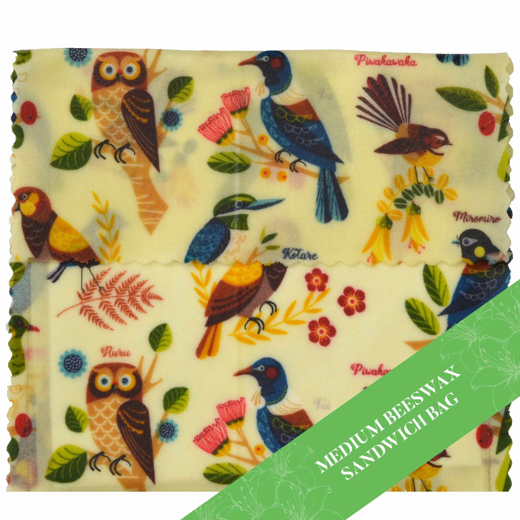 Morepork and Friends Beeswax Wrap Core Collection - Eco-Friendly Food Storage for Lunches, Snacks & Leftovers