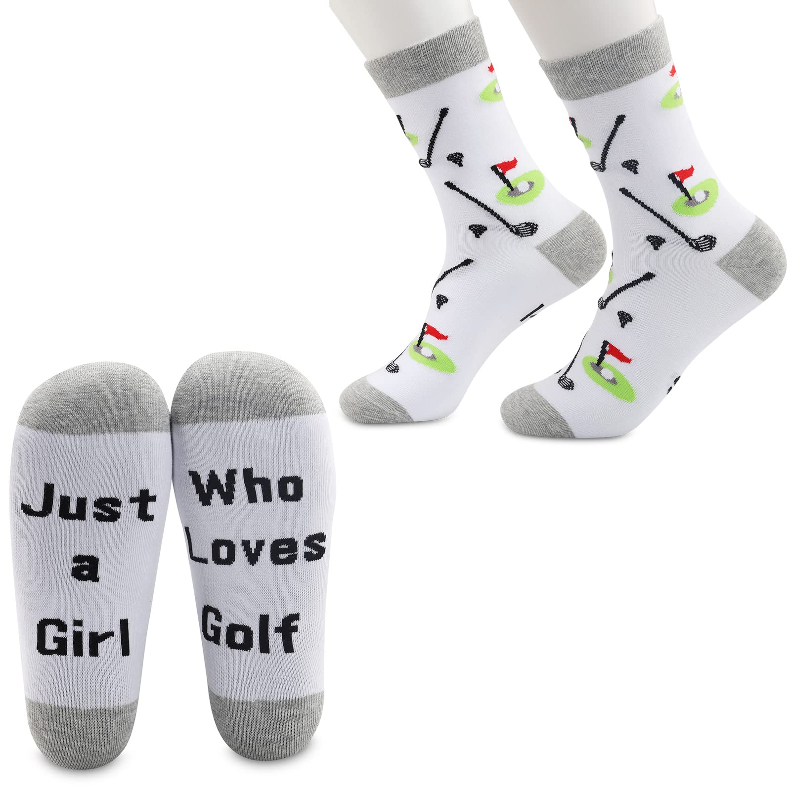 Funny Golf Socks for Women - 2 Pairs Novelty Socks for Female Golf Lovers | Perfect Golf Gifts for Her, Golf Tournament Prizes & Casual Wear