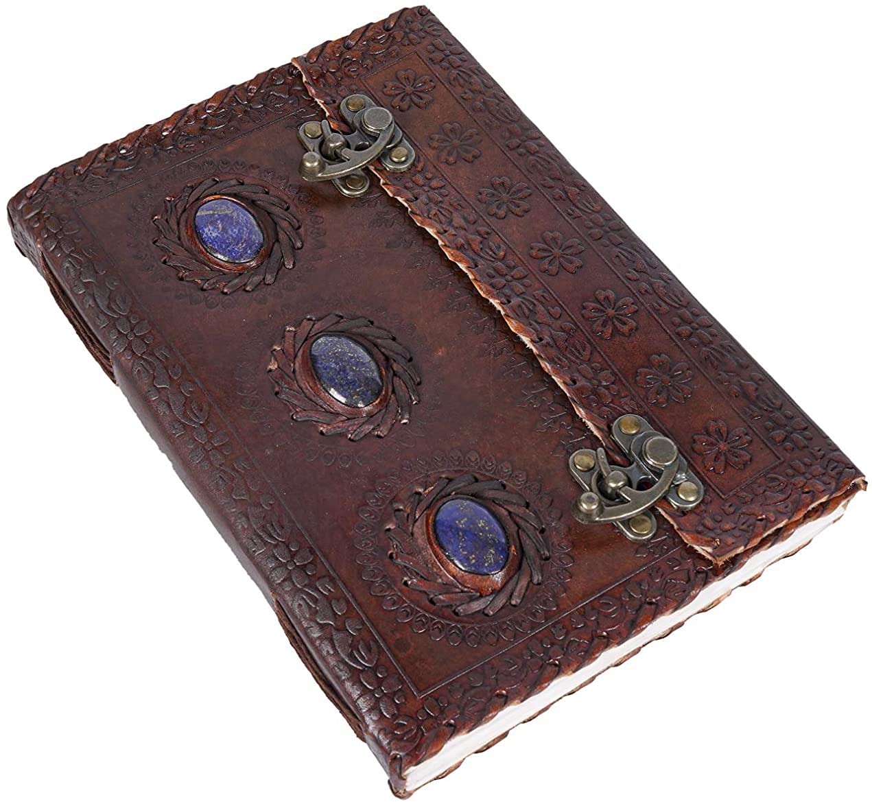 Handmade Leather Journal Book - Medieval Stone Embossed Vintage Notebook, 10 x 7 Inches | Book of Shadows, Office Diary, College Notebook, Poetry & Sketch Book | Perfect Gift for Women & Men | Ideal for Journaling, Note-taking, and Creative Writing