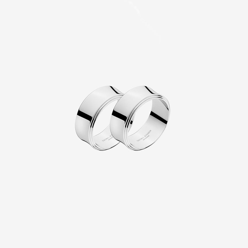 Georg Jensen Pyramid Napkin Rings Set of 2 - Stainless Steel Elegant Tableware for Fine Dining & Holiday Decor