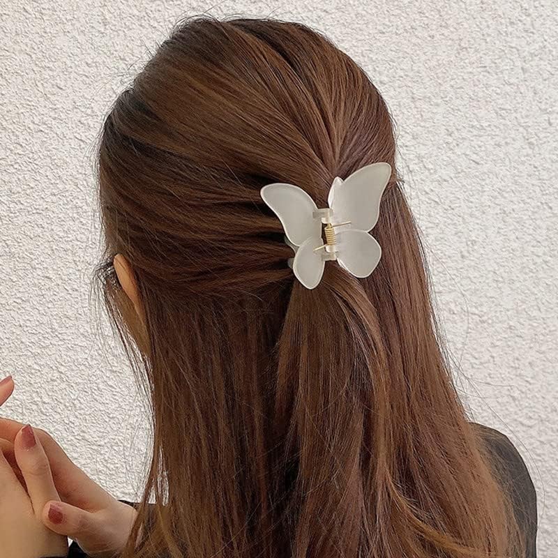 SUKAINA TRENDS Korean Matte Butterfly Hair Claw Clip Set - 3pcs Women's Hair Accessories for Girls & Teens - Perfect for School, Work, Parties & Everyday Styling