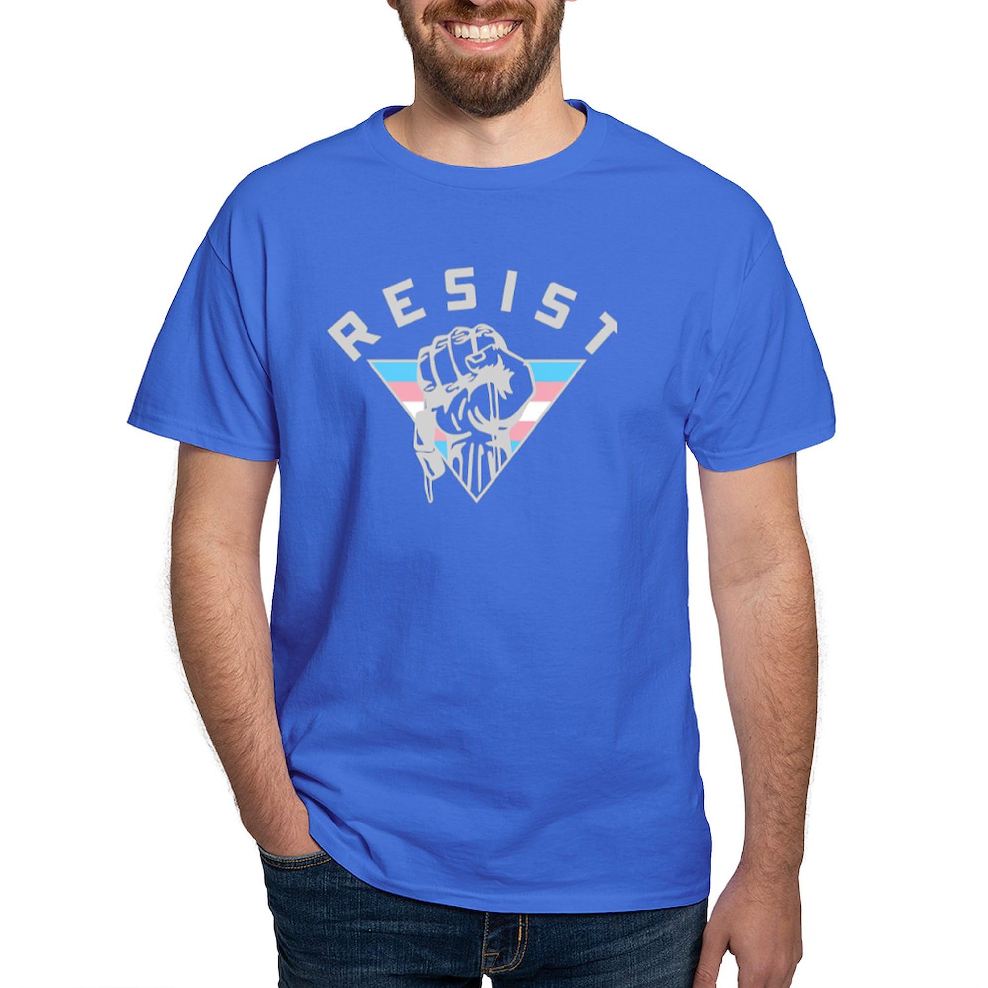 Resist Trans Flag Dark T-Shirt for Men - 100% Cotton Classic Graphic Tee | LGBTQ+ Pride Apparel for Protests, Pride Parades & Everyday Wear