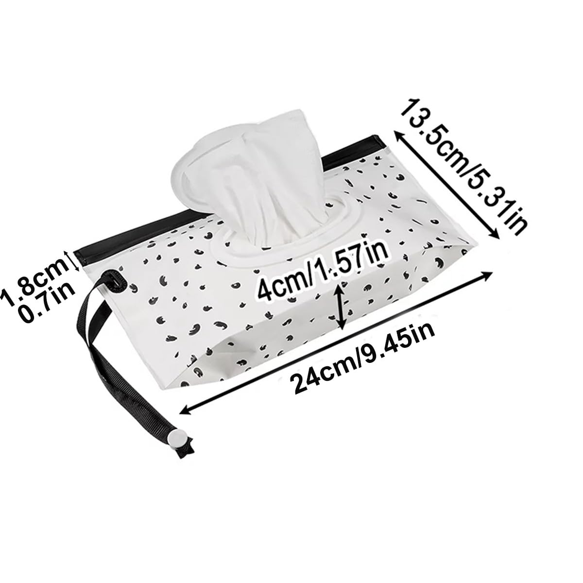 Portable Wet Wipe Dispenser Bag - Reusable Travel Wipes Container with Sealed Zipper, Napkin Storage Pouch (Black Dot) - Perfect for Diaper Changes, Baby Care, Travel & On-the-Go Hygiene
