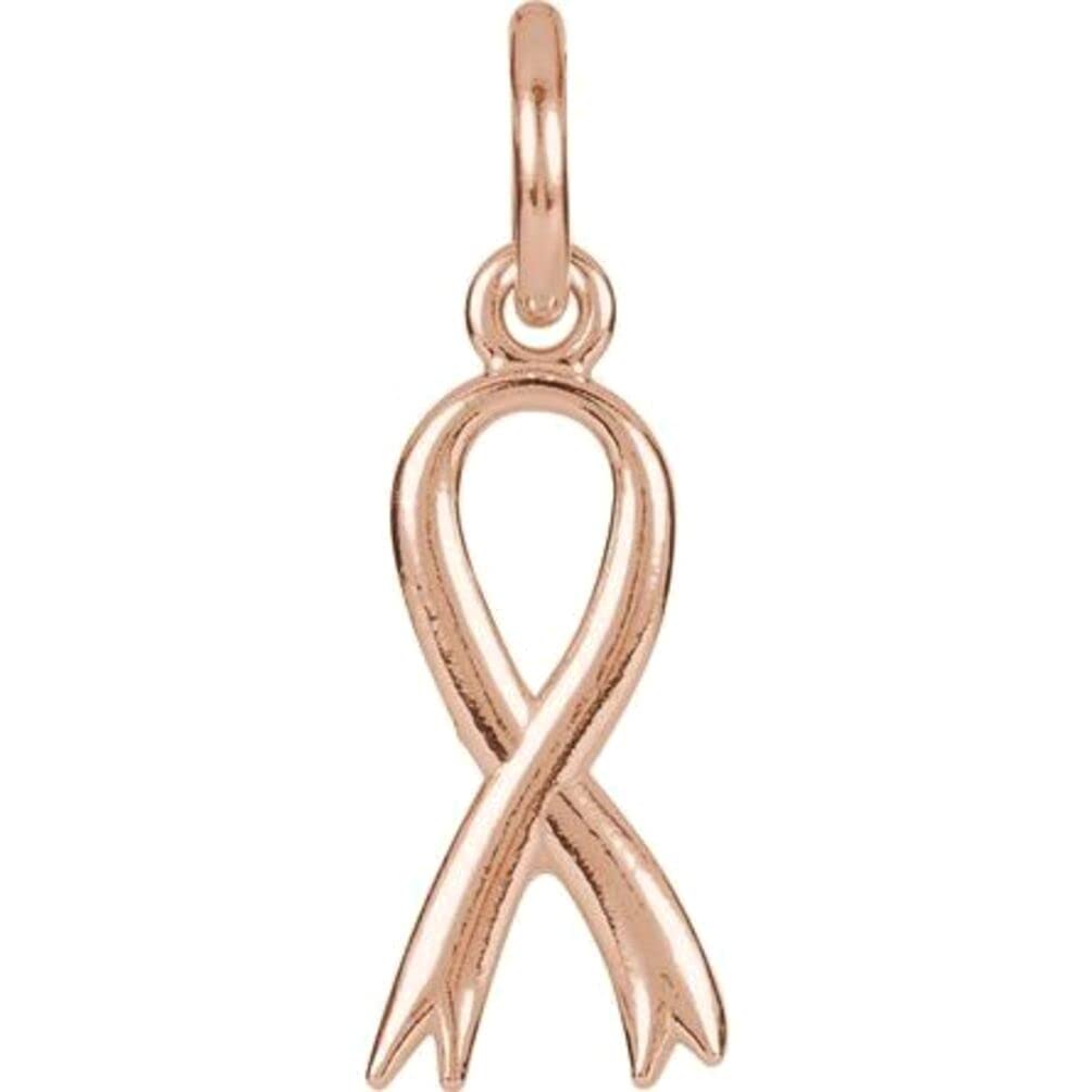 14K Rose Gold Breast Cancer Awareness Ribbon Charm with Jump Ring - Bonyak Jewelry Size 7 | Thoughtful Gift for Survivors, Supporters & Awareness Events