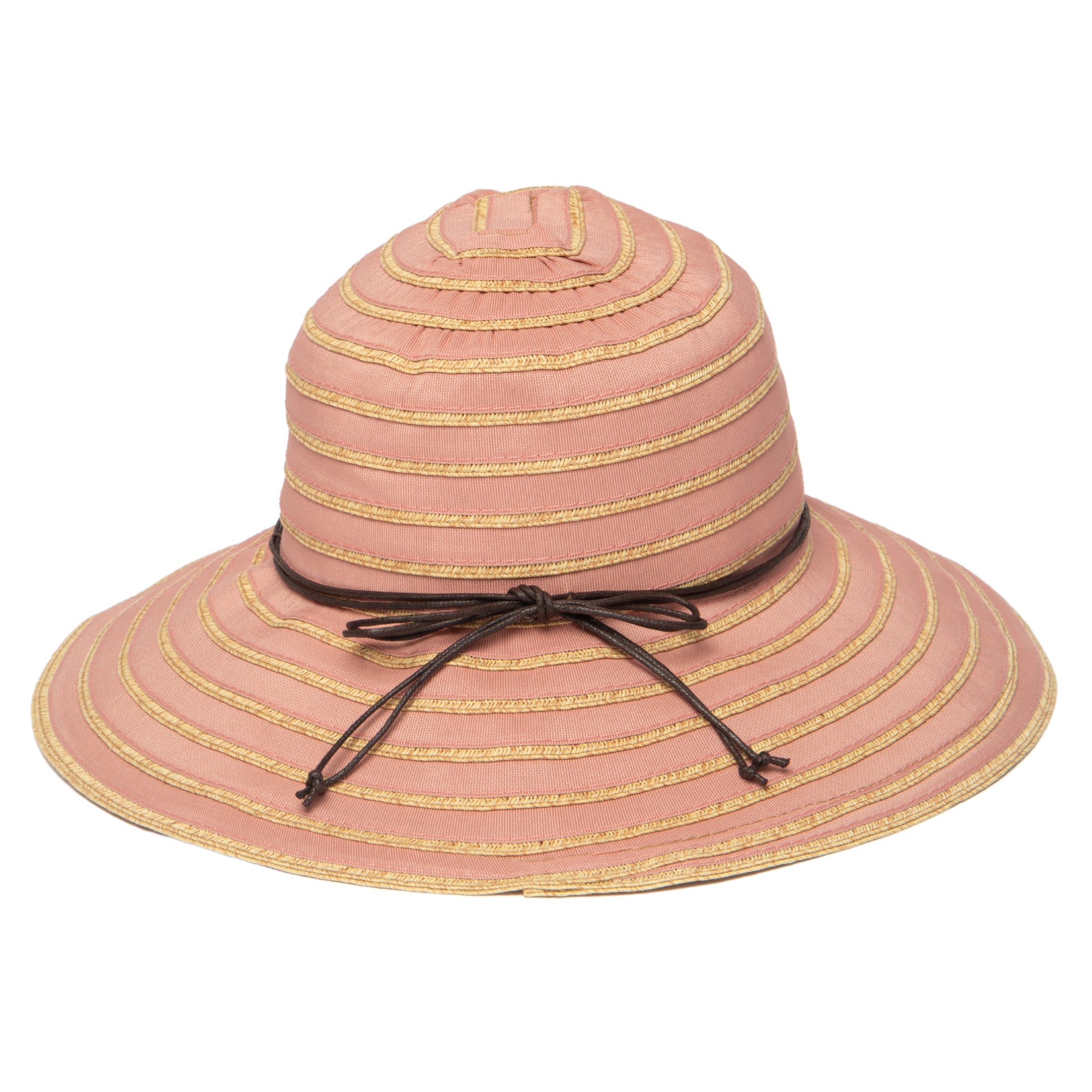Women's Ribbon Paperbraid Stripe Sun Hat - Wide Brim Summer Beach Hat for Women, Perfect for Outdoor, Travel, and Vacation