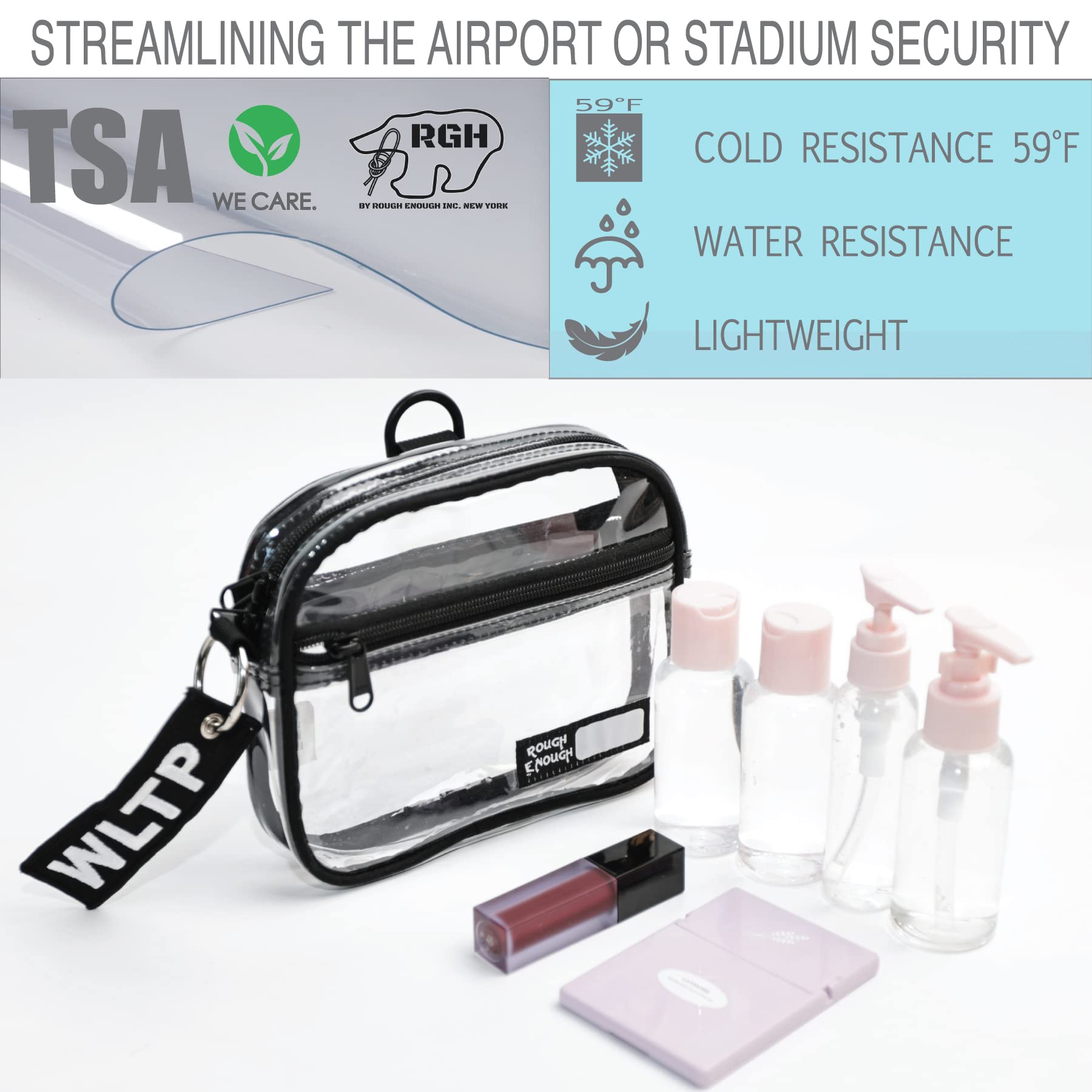 TSA Approved Clear Quart Size Toiletry Bag for Travel - Small Transparent Cosmetic Organizer with Keychain | Perfect for Airplane Carry-On, Gym Essentials & Daily Makeup Storage