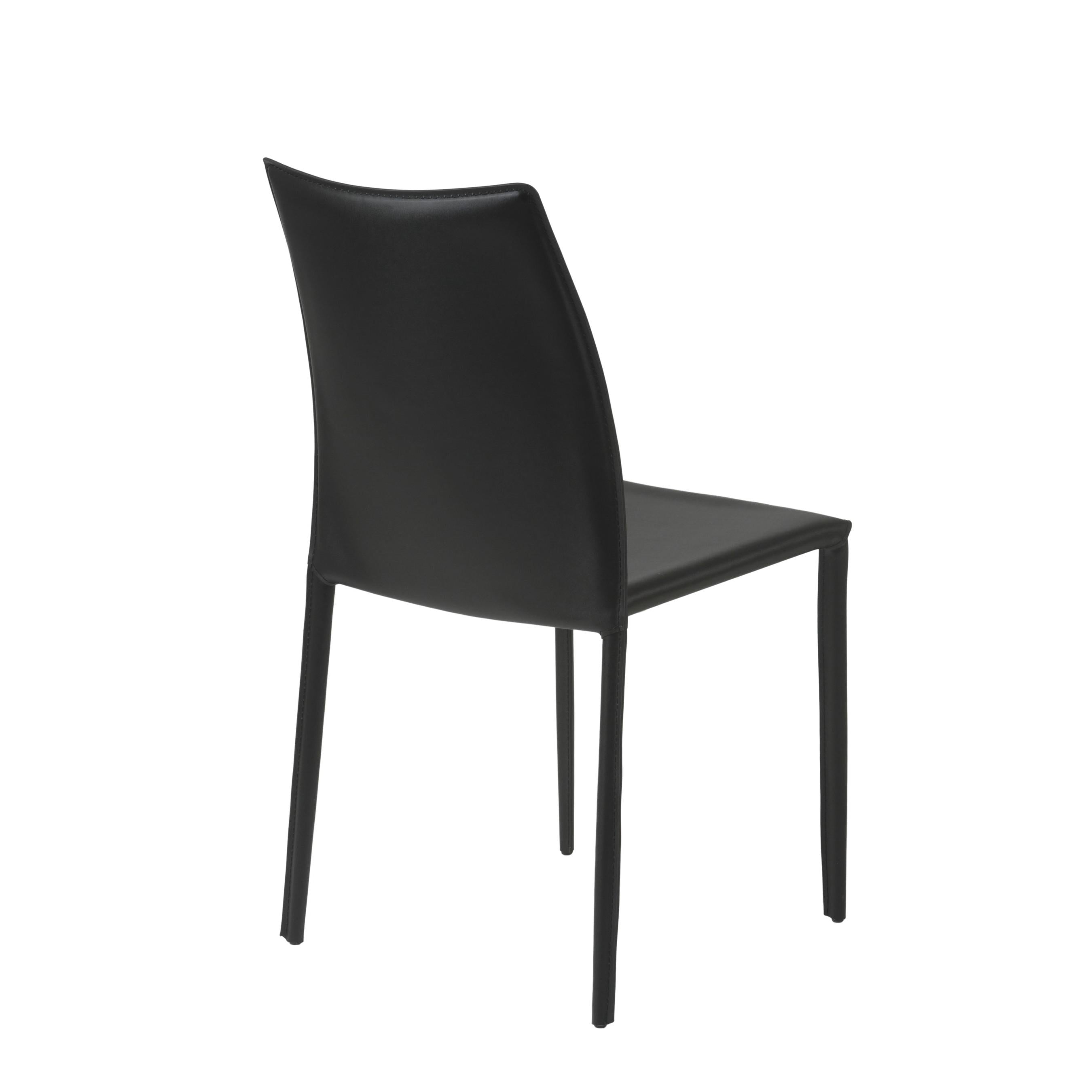 Euro Style Dalia Stacking Side Leather Chairs - Set of 2, Modern Stackable Dining Chairs for Small Spaces, Kitchen, Office or Outdoor Use