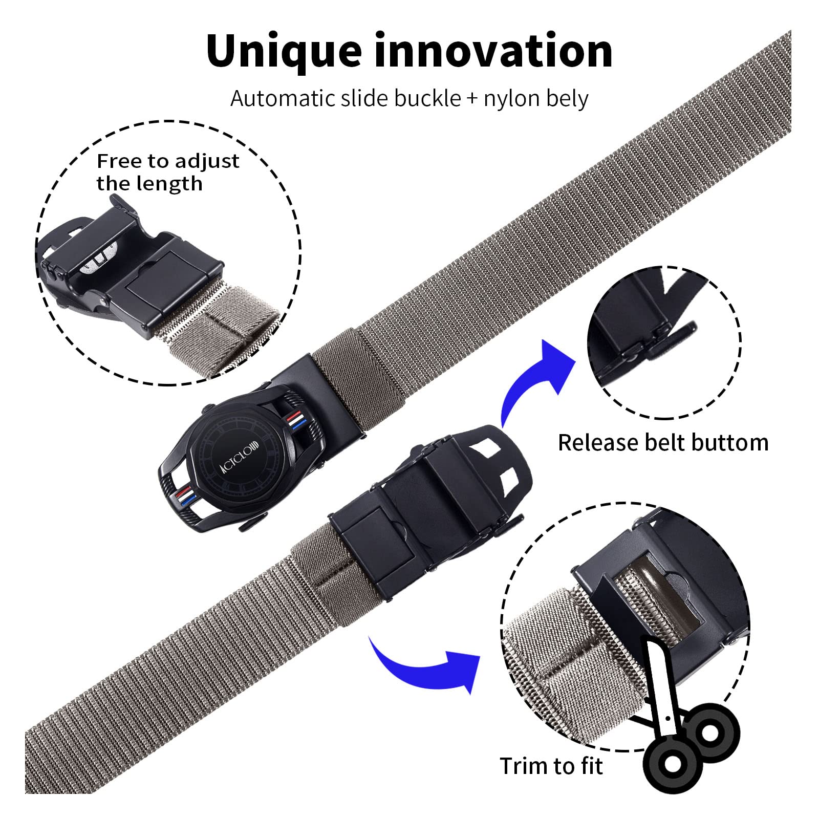 Men's Ratchet Belt - Adjustable Nylon Web Belt for Golf, Casual & Work | Perfect for Office, Travel & Everyday Wear