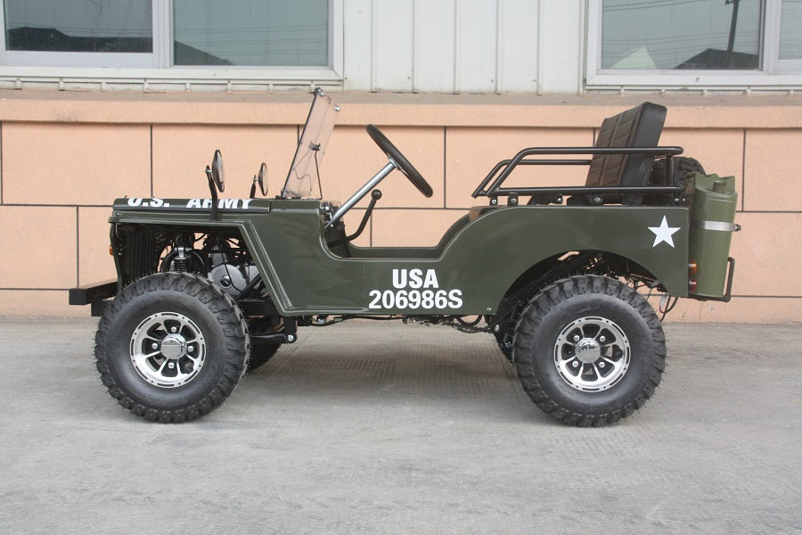 Thunderbird 125cc Mini Jeep Willys Edition - 3-Speed Manual Transmission Kids ATV for Off-Road Adventure | Perfect for Backyard Riding, Trail Exploration & Outdoor Fun