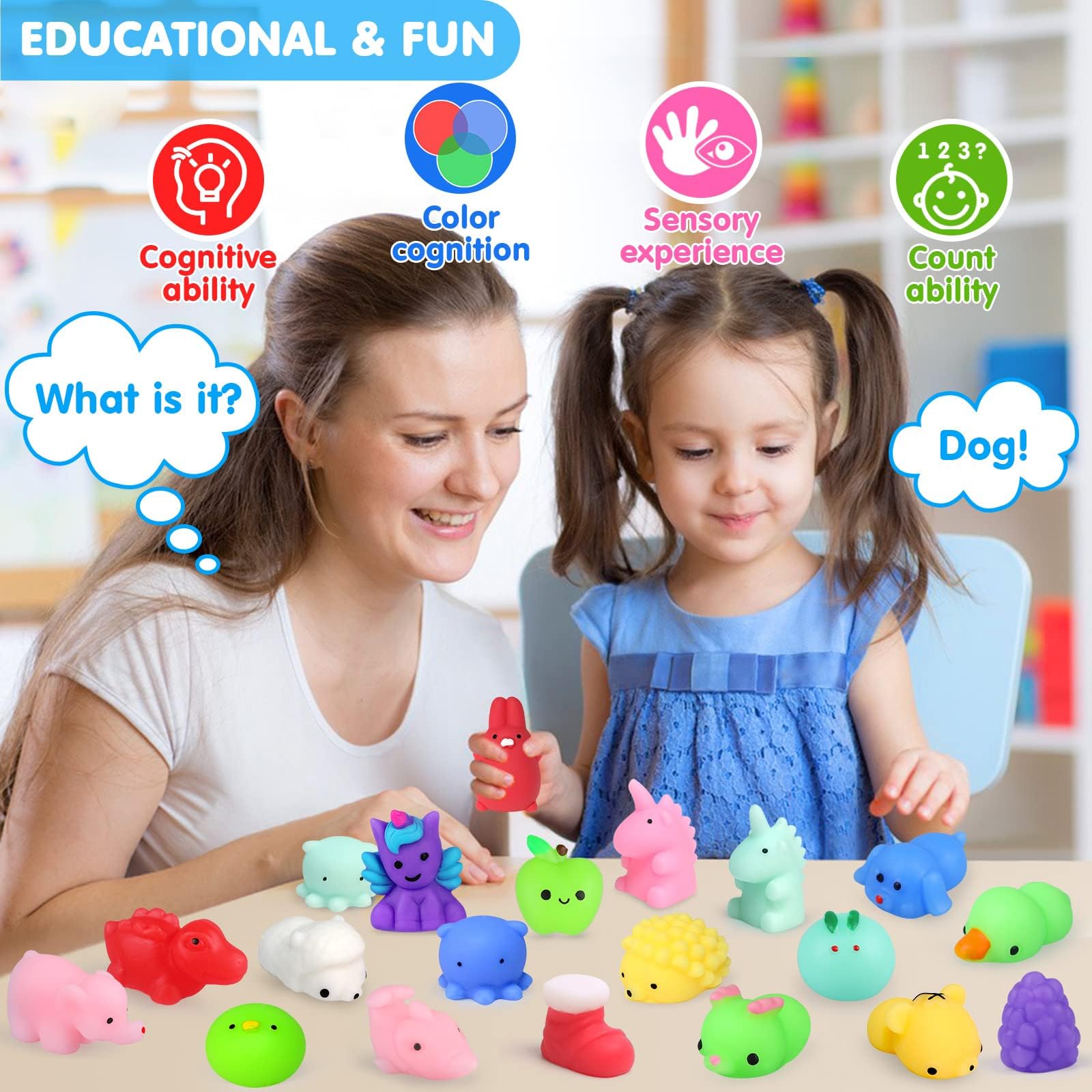 75Pcs Kawaii Squishy Toys for Kids - Stress Relief & Party Favors for Classroom, Birthday Gifts
