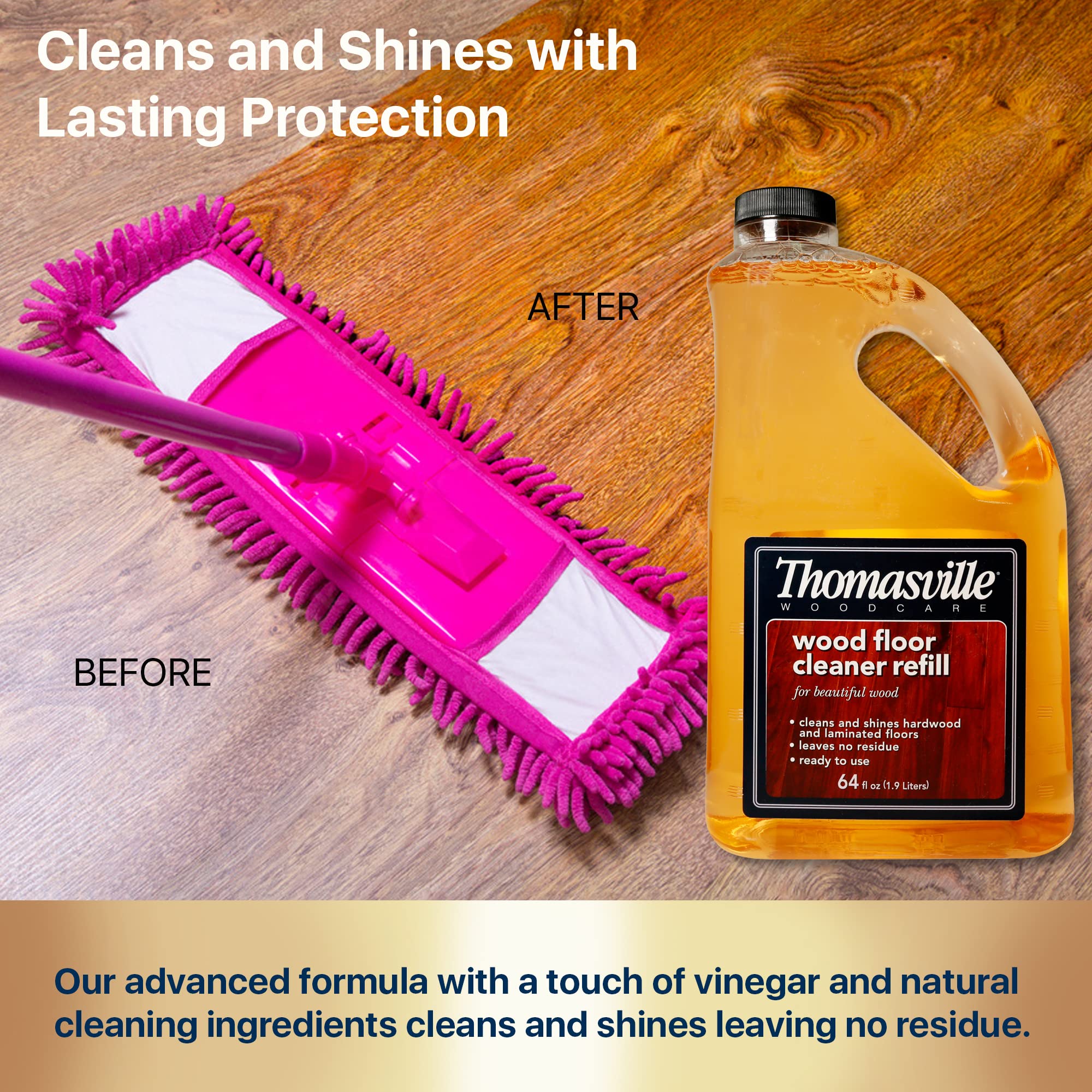 THOMASVILLE Wood Floor Cleaner Refill - Multi-Surface Wood Cleaner & Polish for Furniture, Kitchen Cabinets & Home Surfaces | Quick Shine Restorer & Protector | Ideal for House Cleaning & Home Improvement | Perfect for Daily Maintenance & Deep Cleaning of Wood Floors