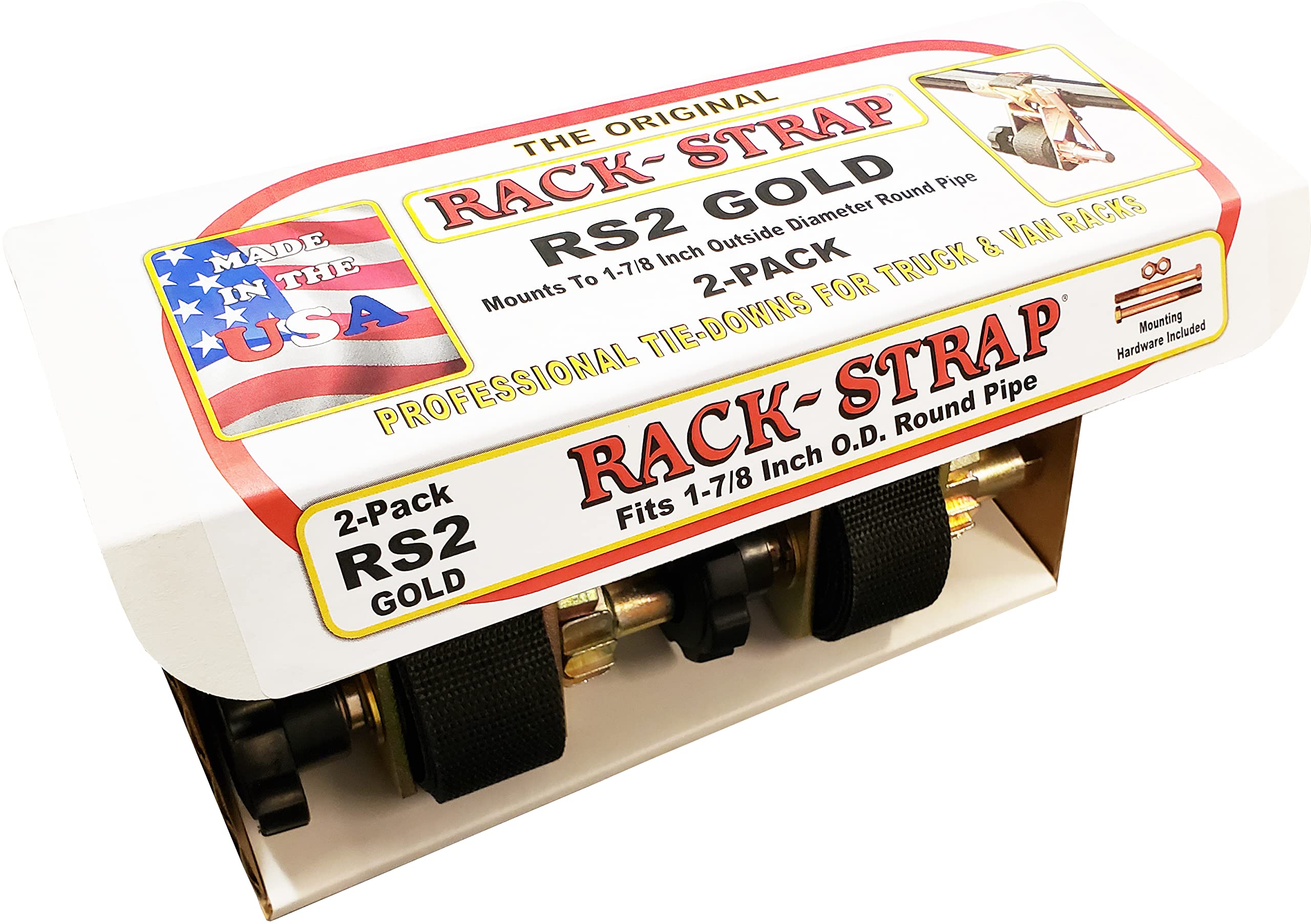 2 Pack Ladder Rack Tie-Down with 8ft Black Strap - for Secure Roof Transport