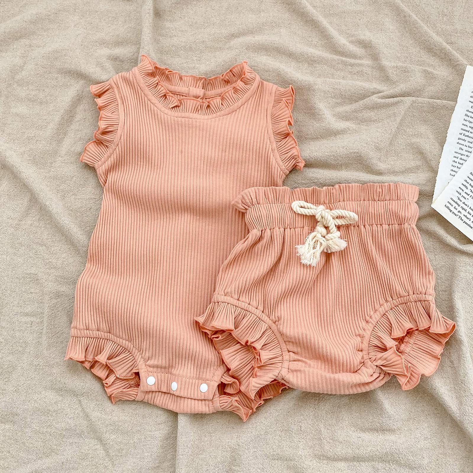 **Colorful Baby Girl Romper Set - Ruffled Summer Outfit with Bloomers Shorts for Newborns & Toddlers | Playtime, Photoshoots & Special Occasions**