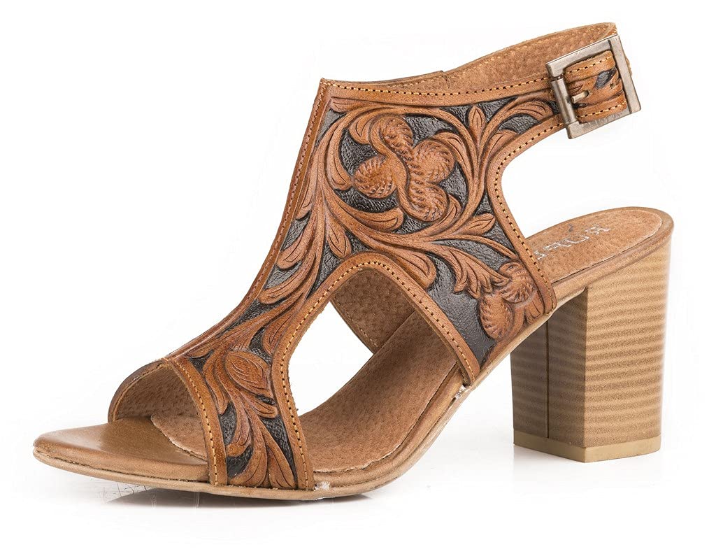 ROPER Women's Mika II Floral Embossed Block Heel Dress Shoes - 2-3 Inch Mid Heel Casual Brown | Perfect for Office, Date Night & Spring Weddings