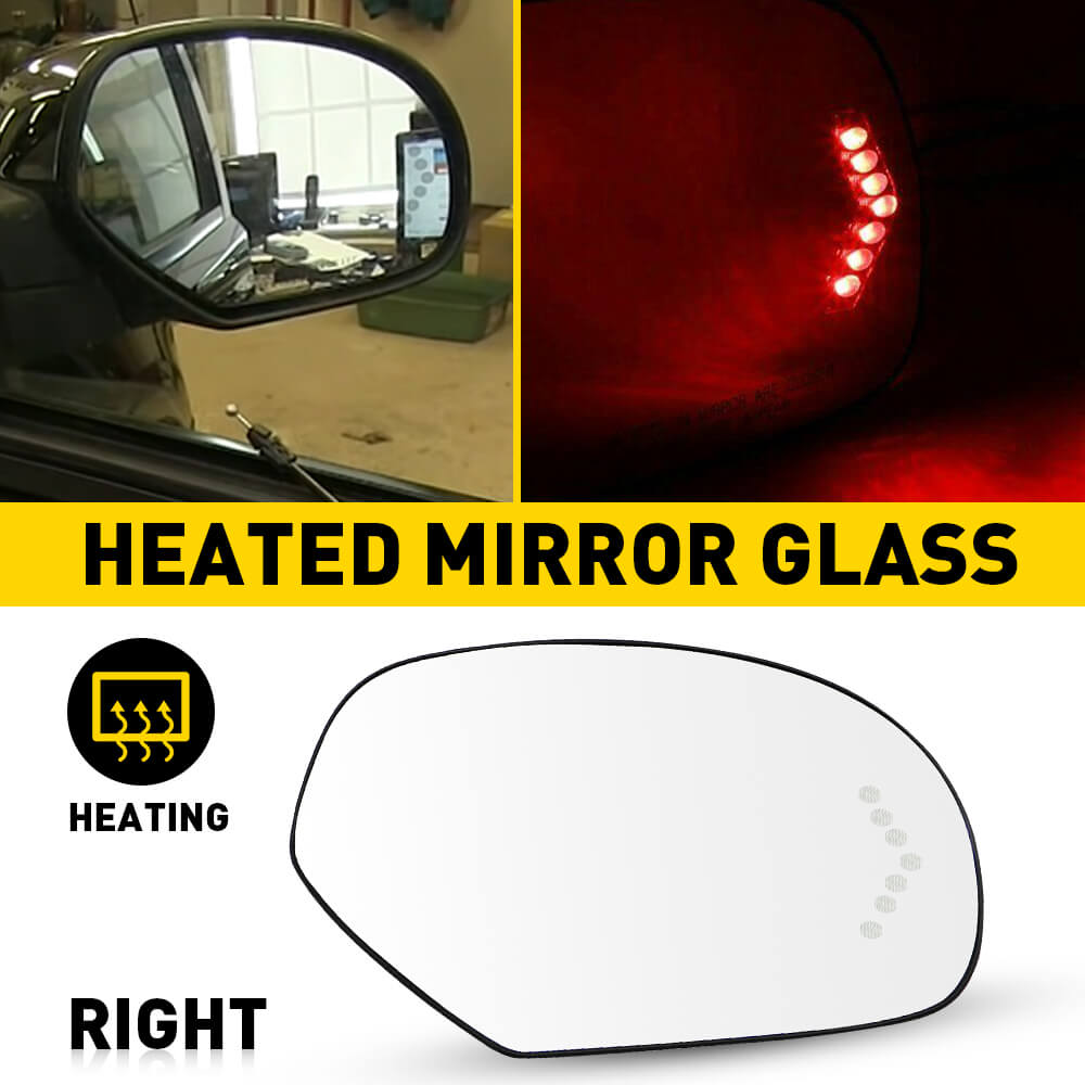 Heated Power Side Mirror with Integrated Turn Signal for 2007-2013 Cadillac Chevrolet GMC Trucks & SUVs - Anti-Fog Defrosting Replacement Glass for Winter Driving Safety