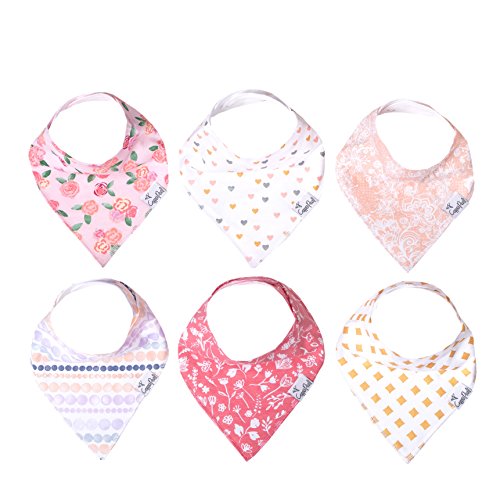 Copper Pearl Baby Bandana Drool Bibs - 6 Pack Soft Absorbent Teething Bibs for Girls (Amelia Set) - Perfect for Feeding, Drooling & Everyday Outfits