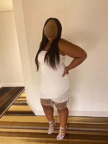 AIBEARTY Women's Sexy Spaghetti Strap Bodycon Dress with Rhinestone Tassel - Mini Club Party Dress for Cocktail, Birthday, Night Out & Special Occasions