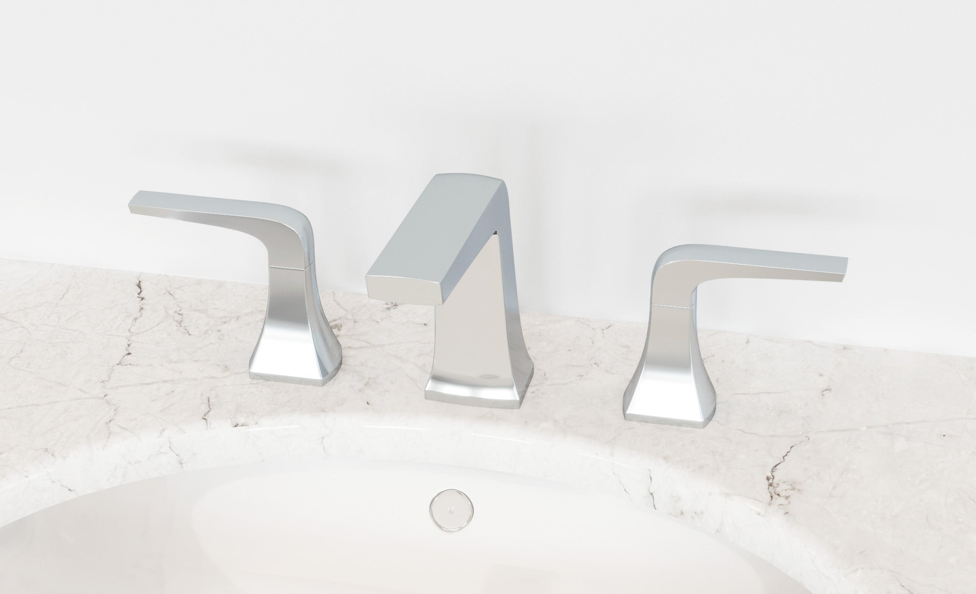 Linea Widespread Chrome Bathroom Faucet - Modern Single Handle Bathroom Sink Faucet with High Arc Spout for Vanity, Powder Room & Guest Bathroom