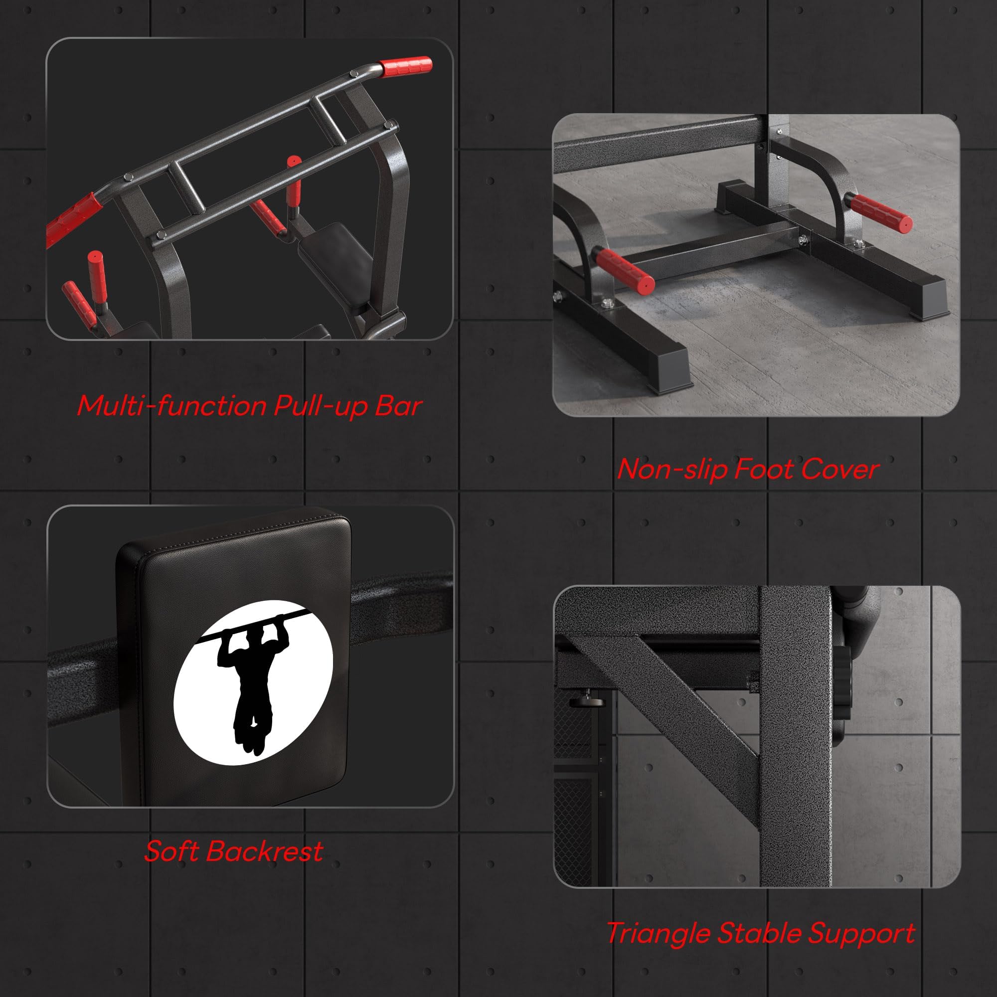 SogesPower Adjustable Height Power Tower Pull Up Bar Station - Multi-Function Home Gym Equipment for Strength Training, Dips & Pull Ups - Supports 500LBS - Perfect for Home Workouts & Garage Gyms