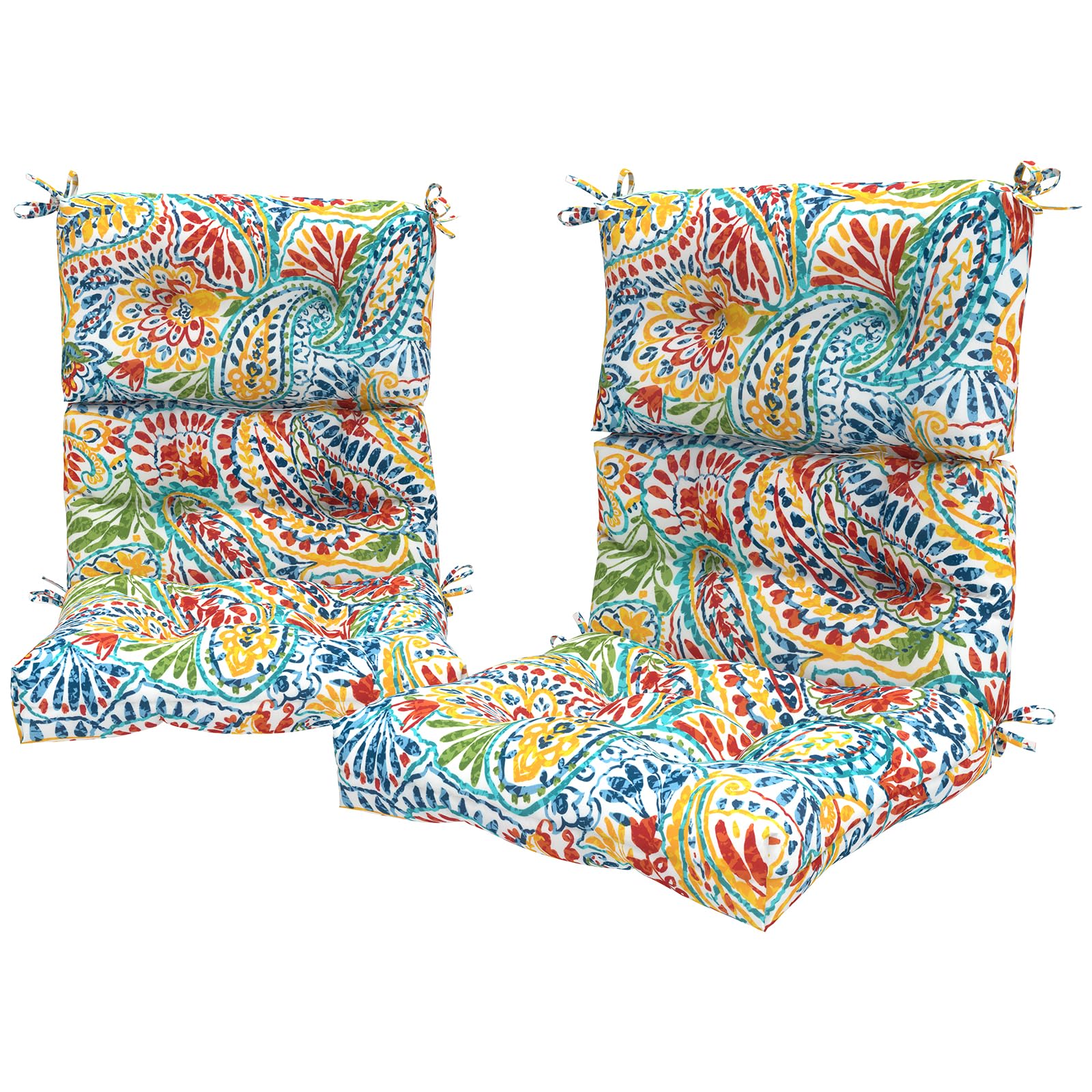 LVTXIII 2 Pack High Back Chair Cushions for Outdoor & Indoor Use - Deep Seat Patio Cushion Set with High Rebound Foam - 44