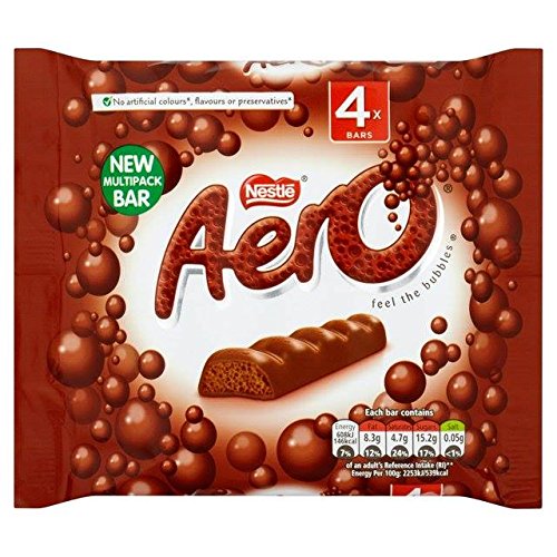 Aero Milk Chocolate Bubbly Bars Multipack - 4 Individually Wrapped 27g Bars - Perfect for Snacking, Lunchboxes & Party Favors