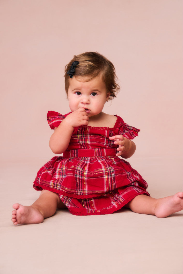Baby Luciette Tartan Dress for Girls - Classic Plaid Party Outfit | Perfect for Holidays, Photos & Special Occasions